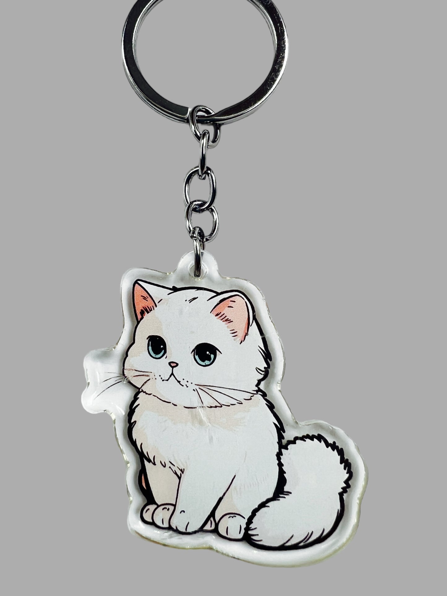 Persian Cat Acrylic Keychain, Cute kawaii memorial ornament, pet portrait charm, backpack fob, dad car décor, stocking stuffer, birthday gift