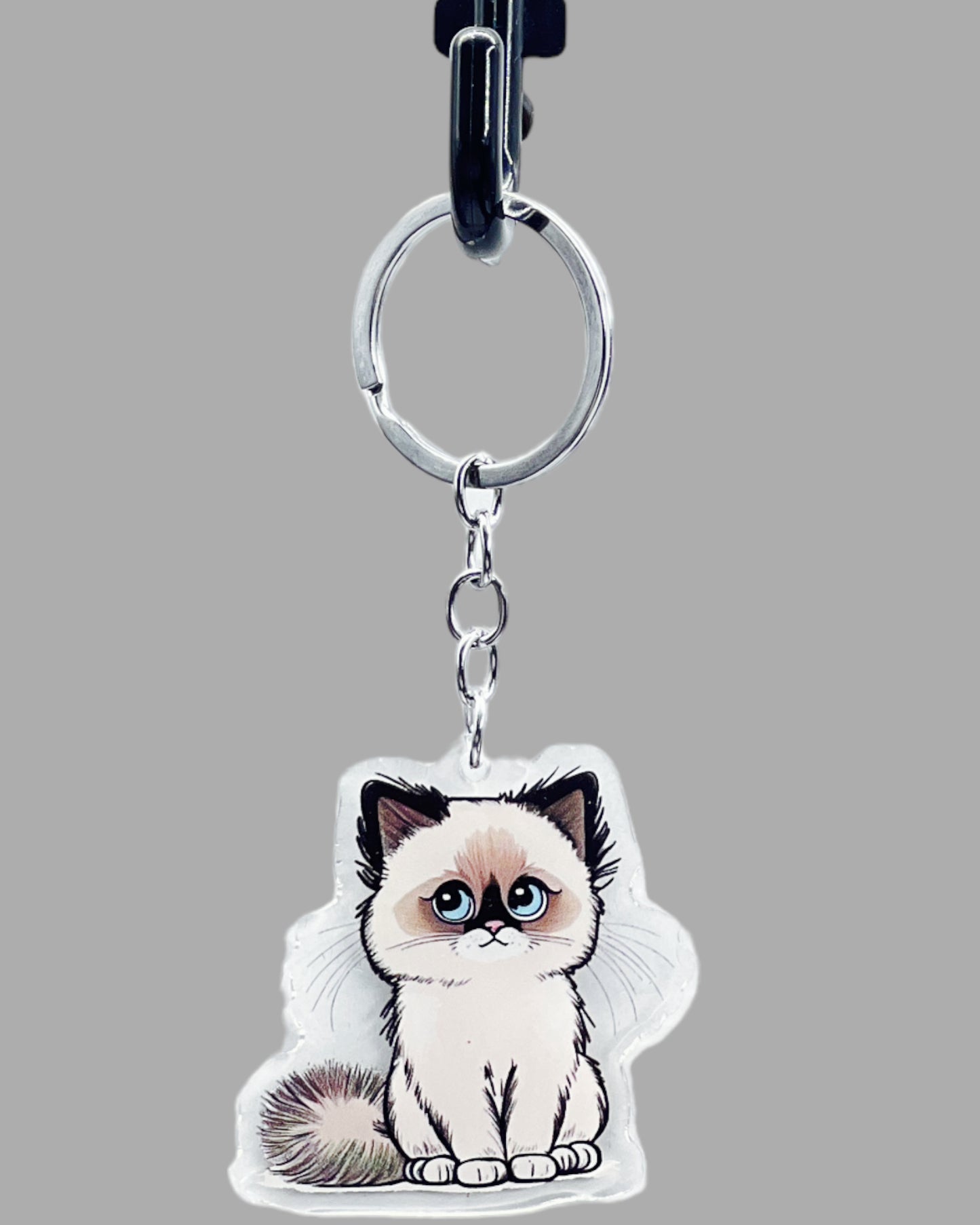 Siamese Cat Acrylic Keychains, Cute kawaii memorial ornament, pet portrait charm, backpack fob, dad car décor, stocking stuffer, birthday gift