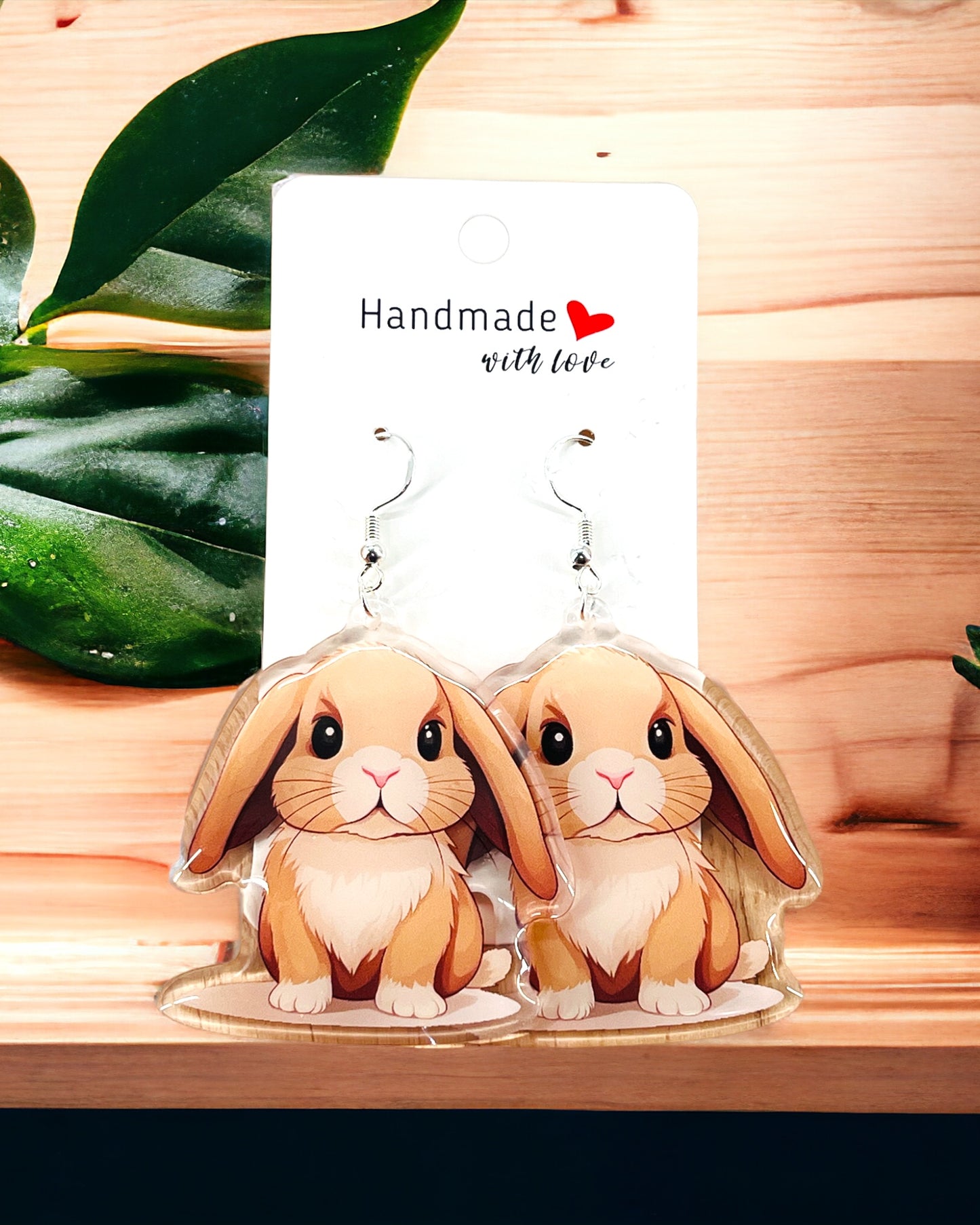 Bunny Animal Lovers Acrylic earrings, funky weird quirky earrings, cool funny  gift for her, birthday gift,  Christmas stocking stuffer