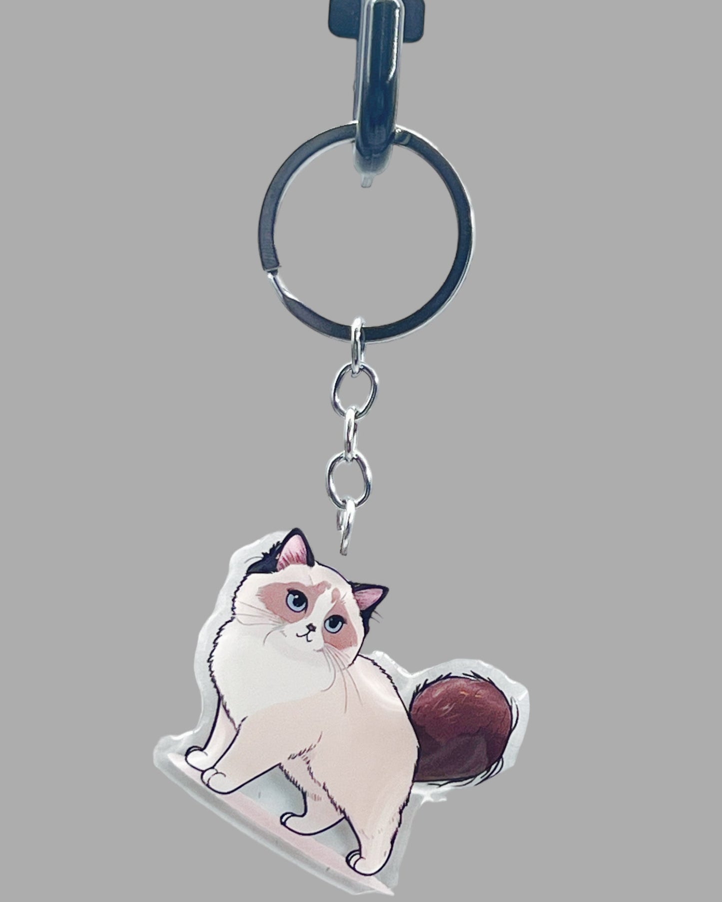 Siamese Cat Acrylic Keychains, Cute kawaii memorial ornament, pet portrait charm, backpack fob, dad car décor, stocking stuffer, birthday gift