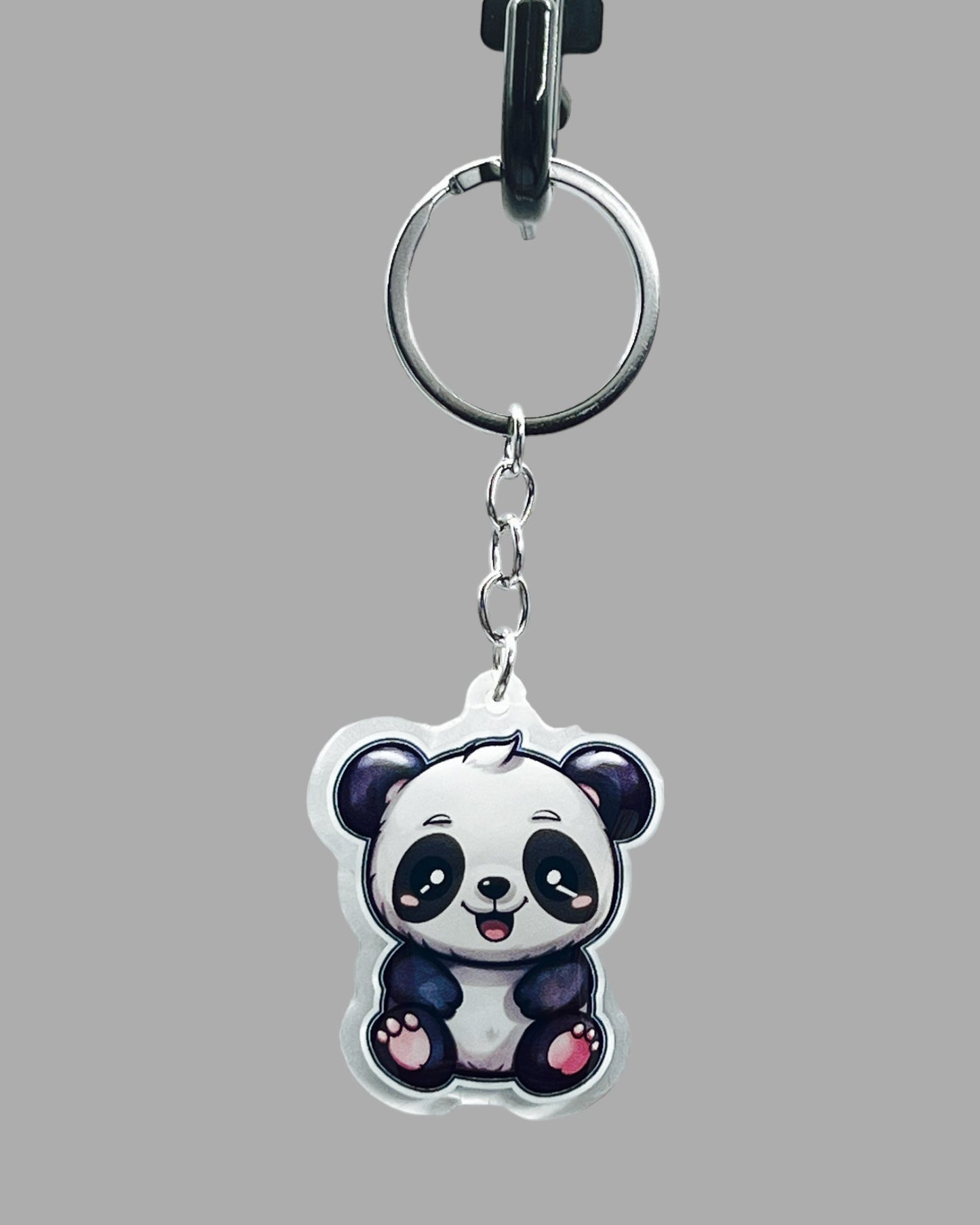 Panda Bear Acrylic Keychain, Wildlife Cute kawaii memorial ornament, pet portrait charm gift backpack fob, dad car décor, first day of school gift