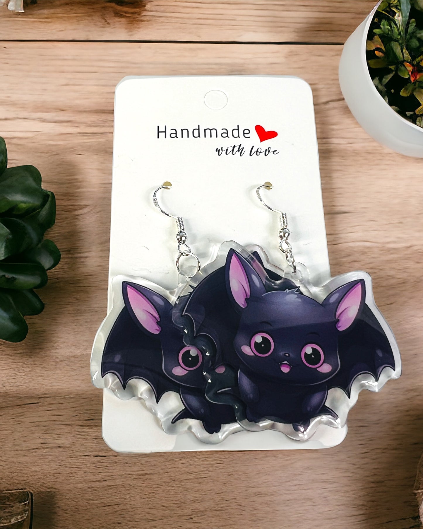 Bat Acrylic Earrings, funky weird quirky earrings, cool funny  gift for her, birthday gift,  Christmas stocking stuffer