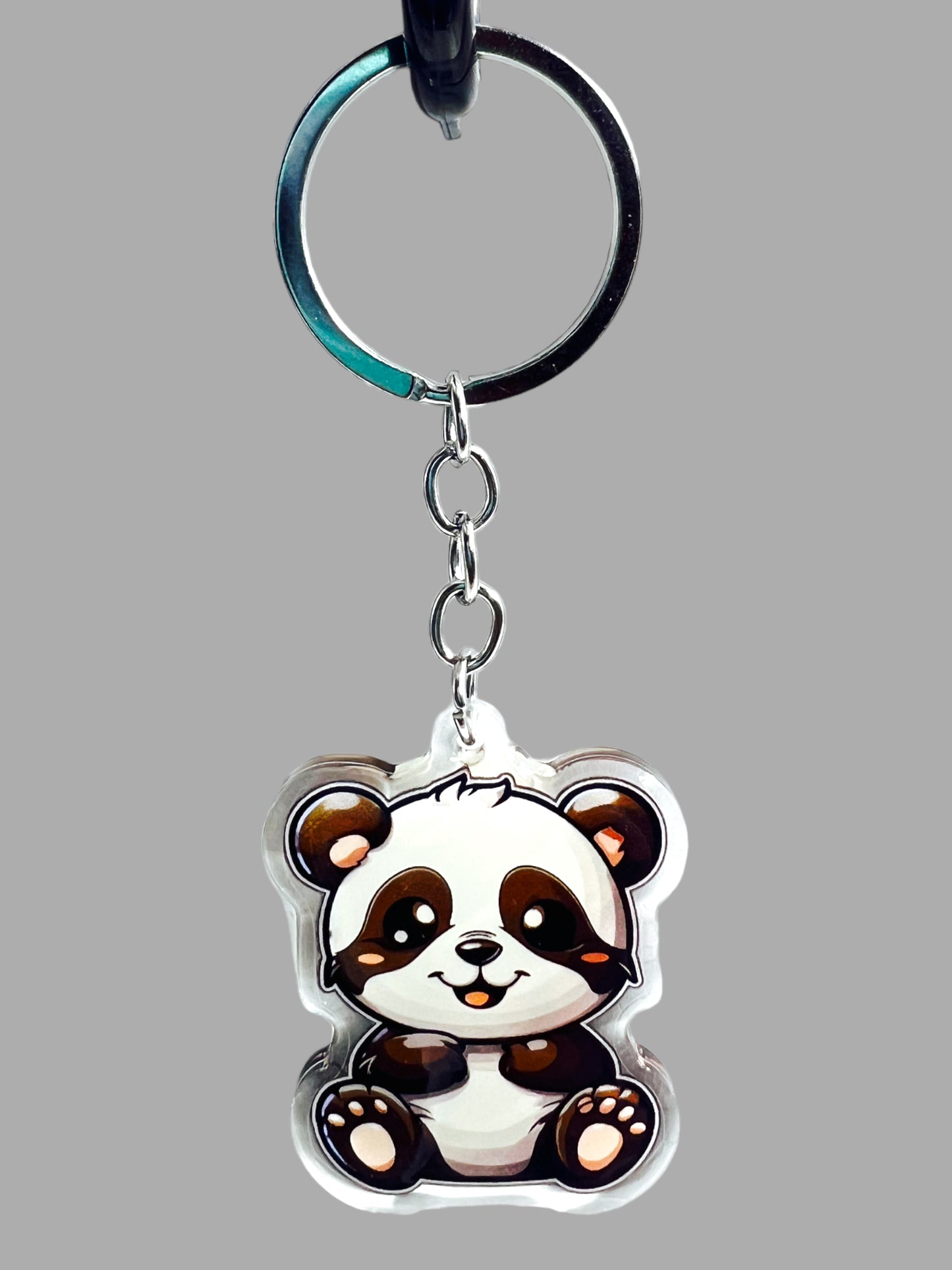 Panda Bear Acrylic Keychain, Wildlife Cute kawaii memorial ornament, pet portrait charm gift backpack fob, dad car décor, first day of school gift