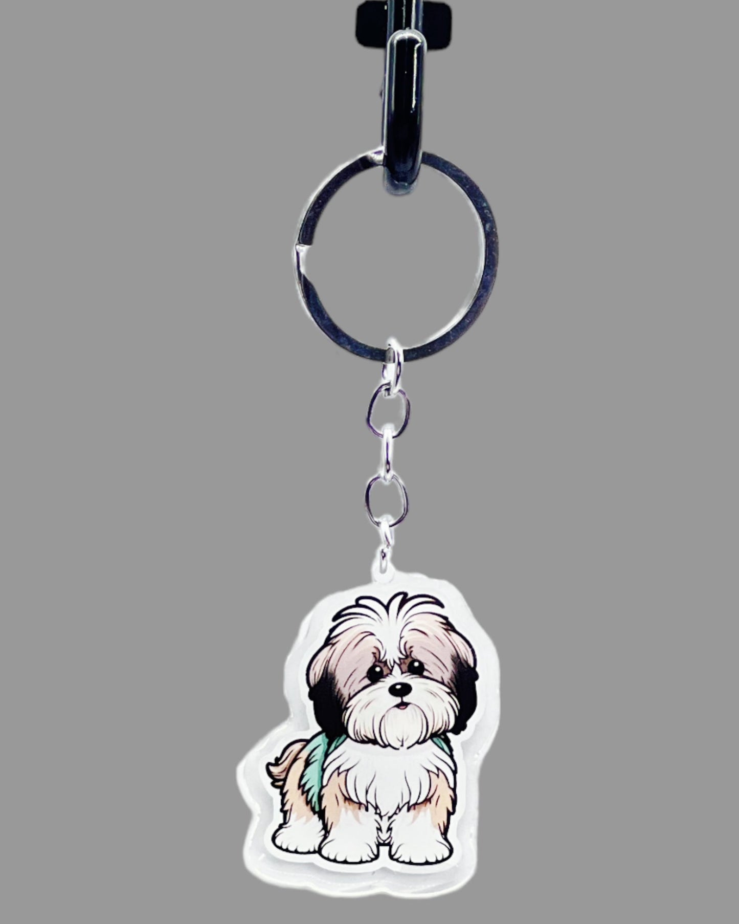 Shih Tzu Dog Acrylic Keychain, Cute kawaii memorial ornament, pet portrait charm gift, backpack fob, dad car décor, dog mom gift