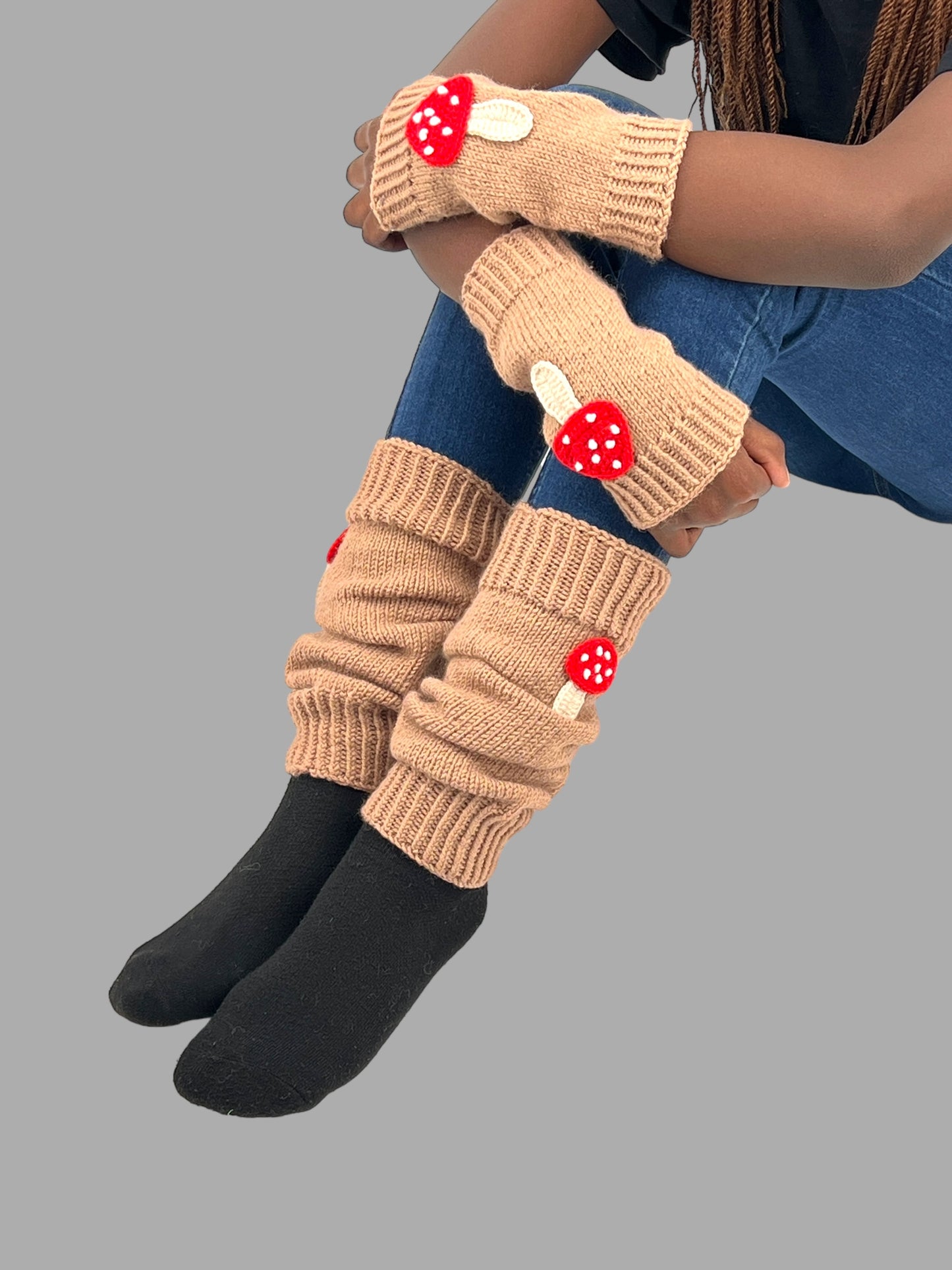 Crochet Mushroom Hand Leg Warmers - Birthday Gift for Girls: Granddaughter, Daughter, Niece. Perfect for Stocking Stuffers, Back to school