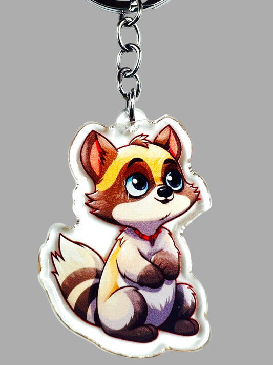 Raccoon Acrylic Keychain, Wildlife Cute kawaii memorial ornament, pet portrait charm, backpack fob, dad car décor, stocking stuffer, birthday gift