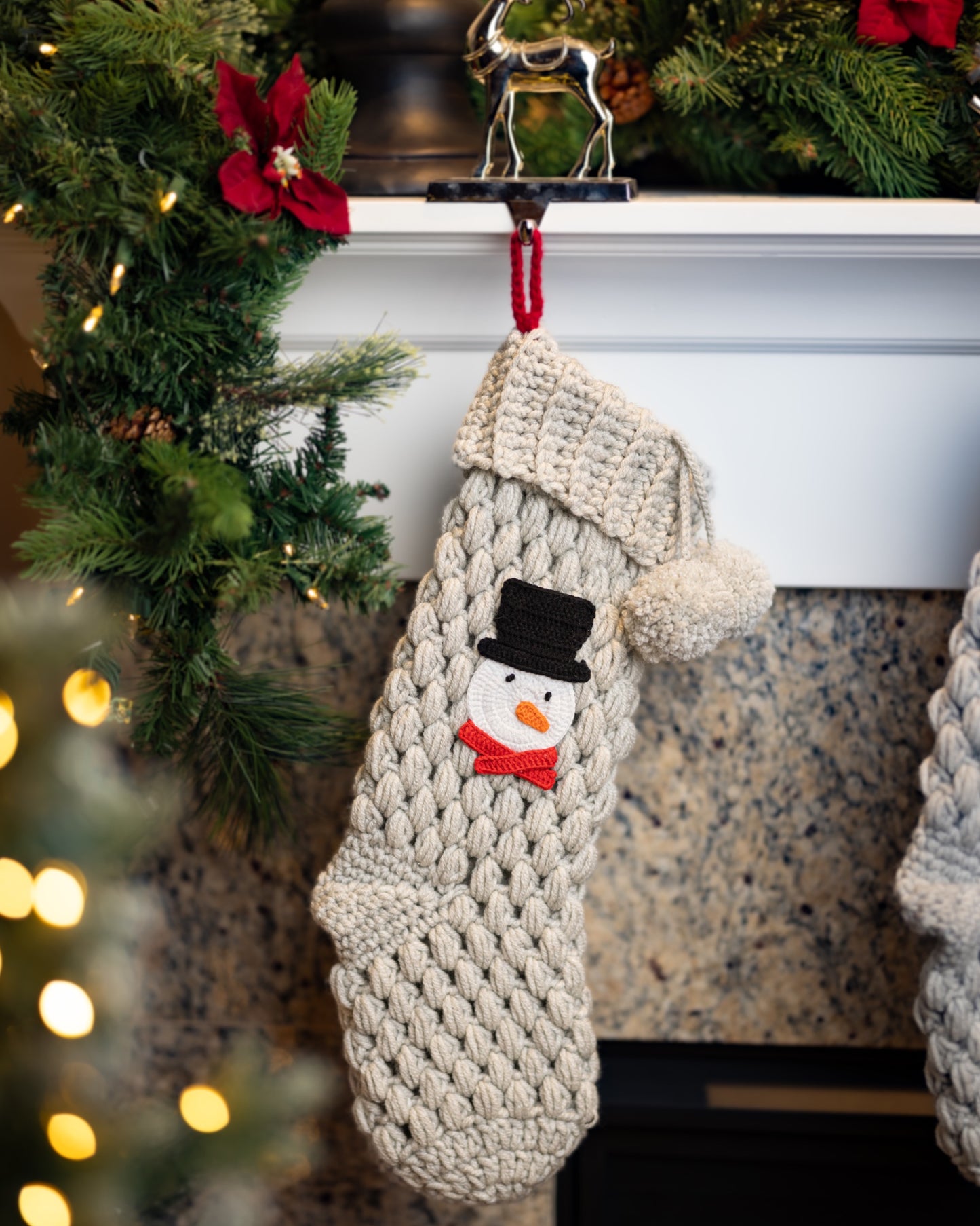 Beige Snowman Christmas Stocking