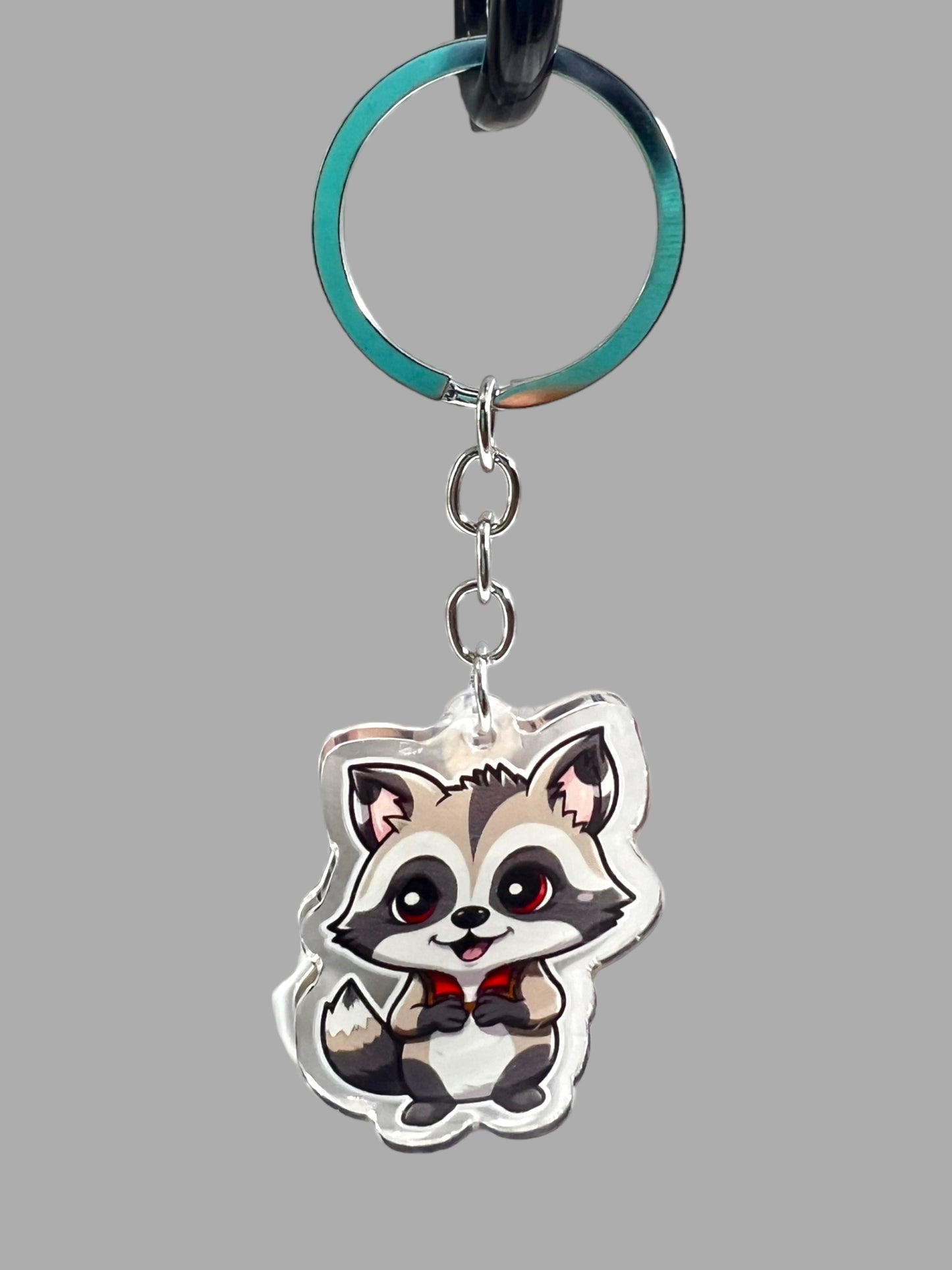 Raccoon Acrylic Keychain, Wildlife Cute kawaii memorial ornament, pet portrait charm, backpack fob, dad car décor, stocking stuffer, birthday gift