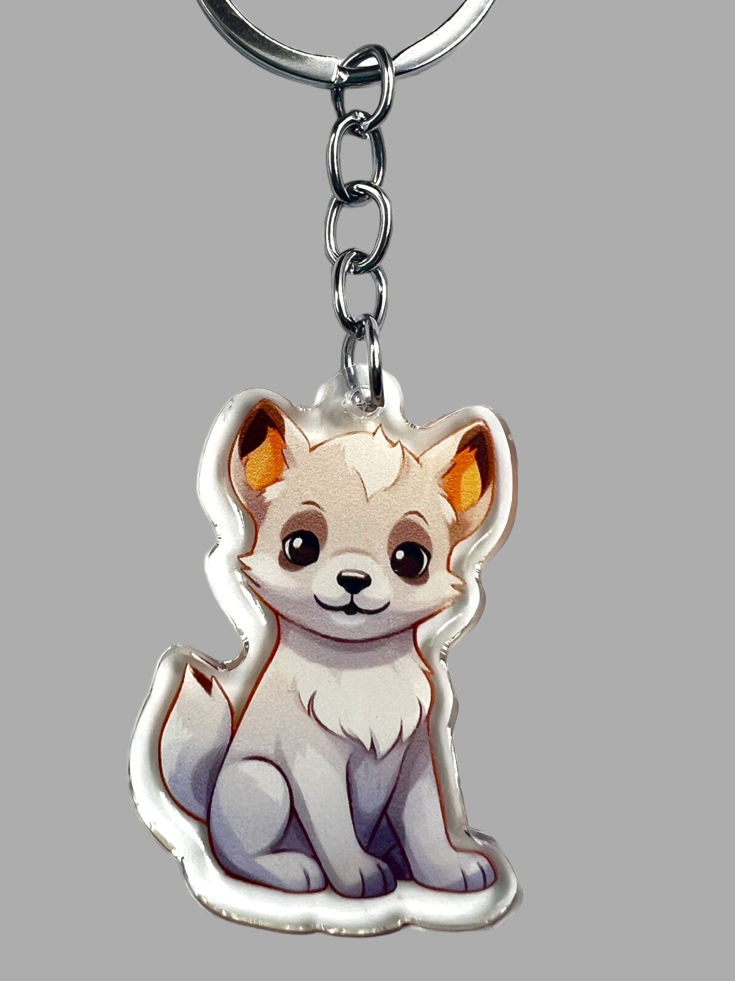 Hokkaido Dog Acrylic Keychain,  Cute kawaii memorial ornament, pet portrait charm gift, backpack fob, dad car décor, dog mom gift