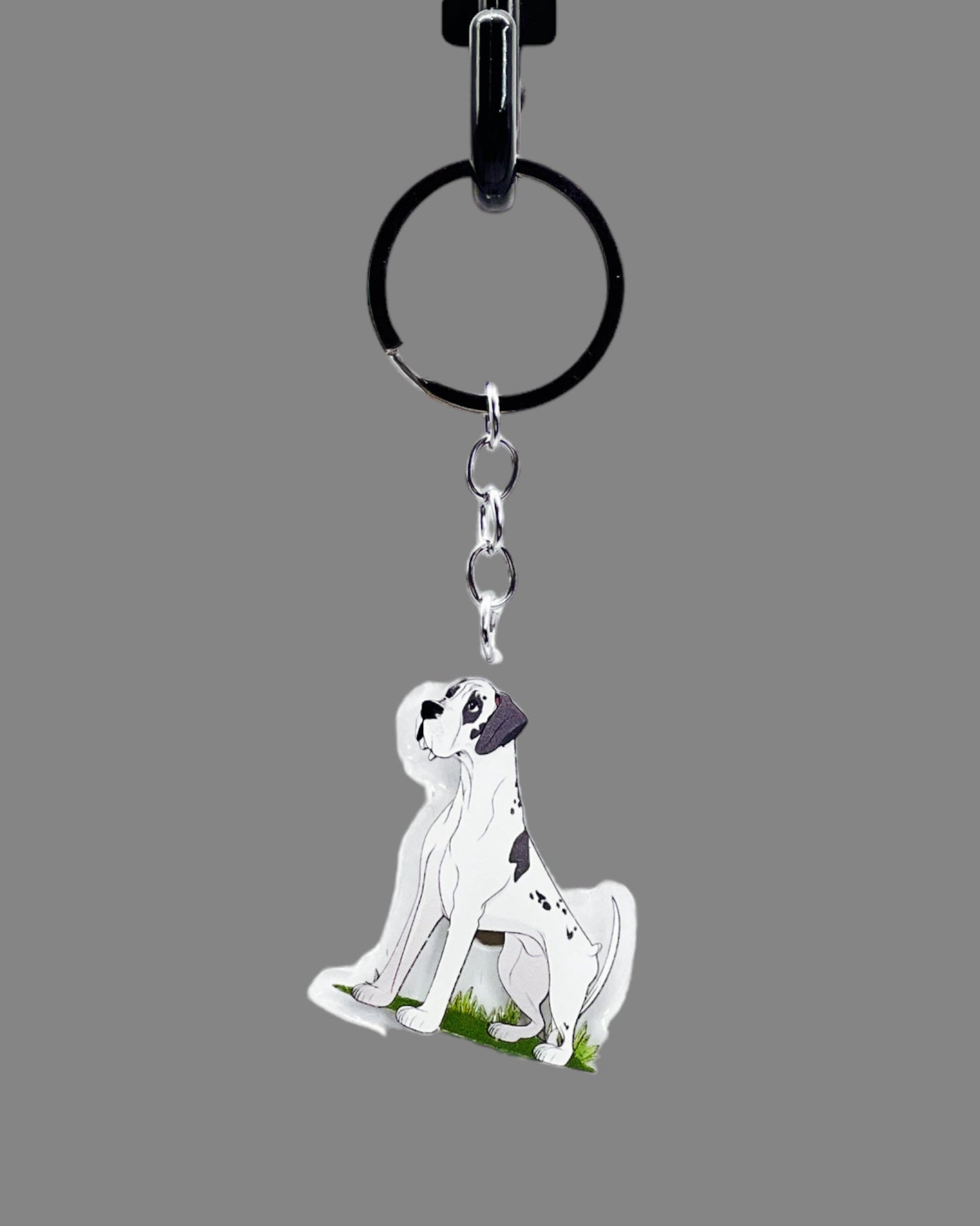 Great Dane Dog Acrylic keychain, Cute kawaii memorial ornament, pet portrait charm gift, backpack photo fob, dad car décor, dog mom gift