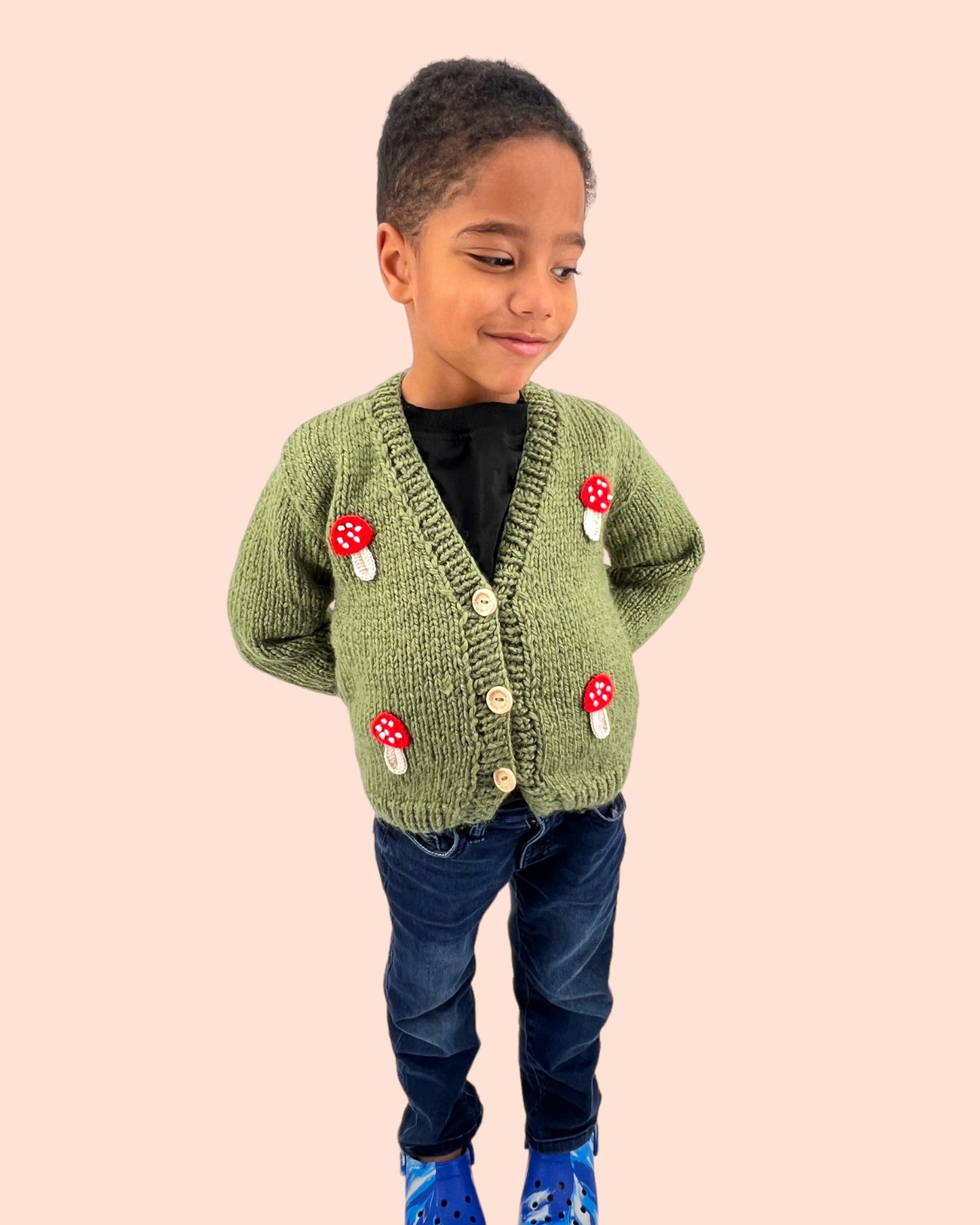 Mushroom green Kids Cardigan Sweater