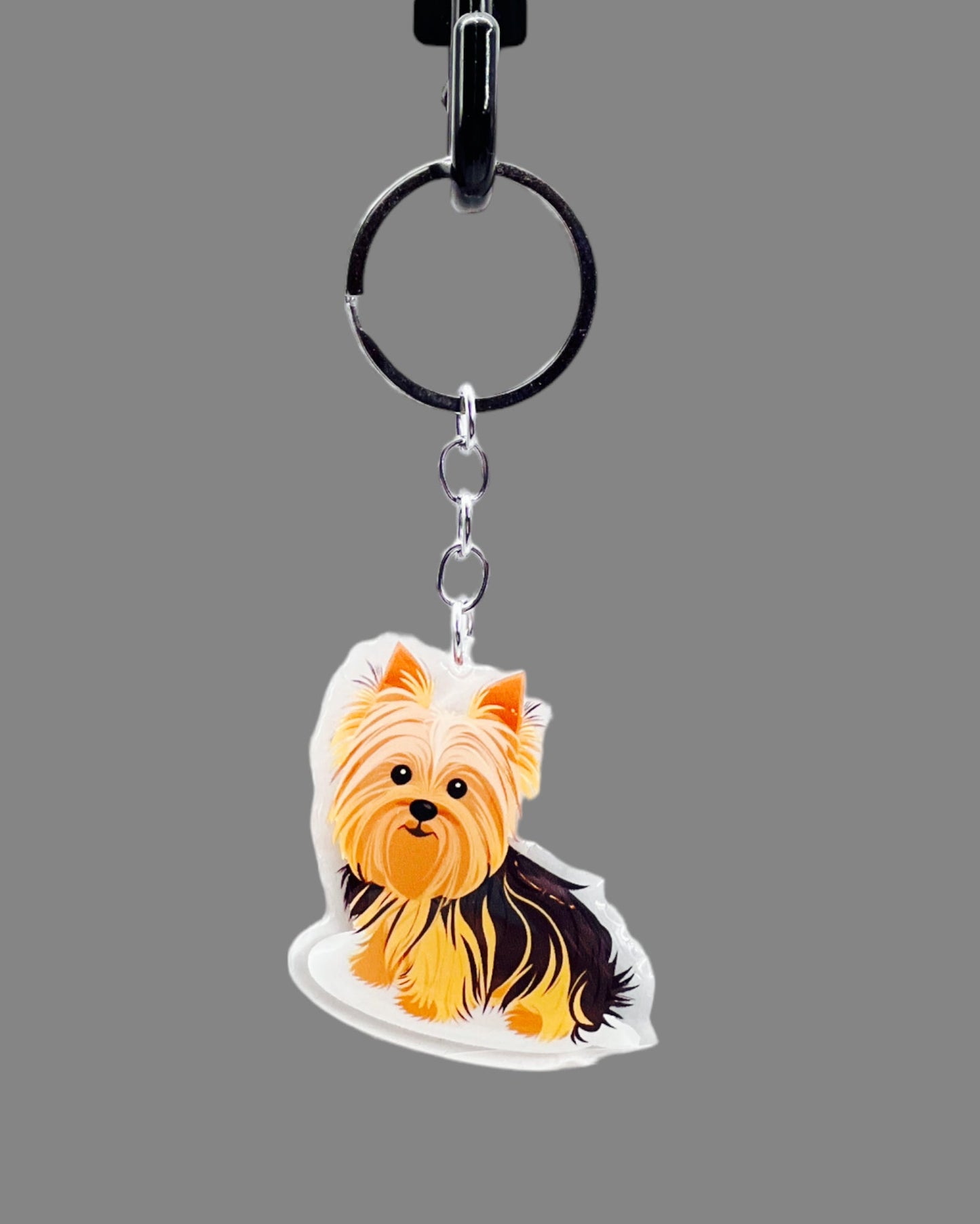 Teacup Yorkshire Terrier Dog Acrylic Keychain, Cute kawaii memorial ornament, pet portrait charm gift, backpack fob, dad car décor, dog mom gift