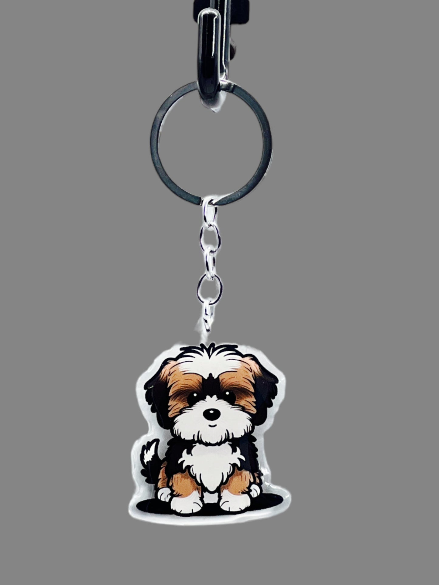 Shih Tzu Dog Acrylic Keychain, Cute kawaii memorial ornament, pet portrait charm gift, backpack fob, dad car décor, dog mom gift