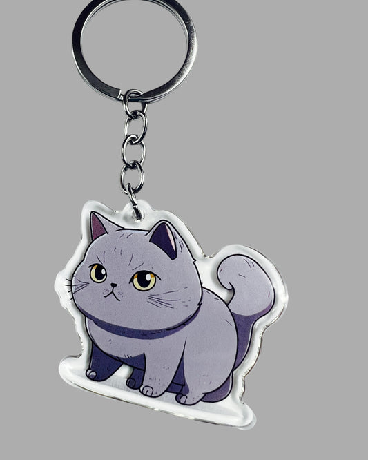 Scottish Fold Cat Acrylic Keychain, Cute kawaii memorial ornament, pet portrait charm, backpack fob, dad car décor, stocking stuffer, birthday gift