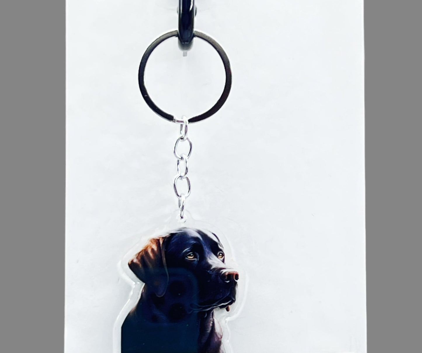 Chocolate Labrador Dog Acrylic keychain, Cute kawaii memorial ornament, pet portrait charm gift  backpack photo fob, dad car décor, dog mom gift