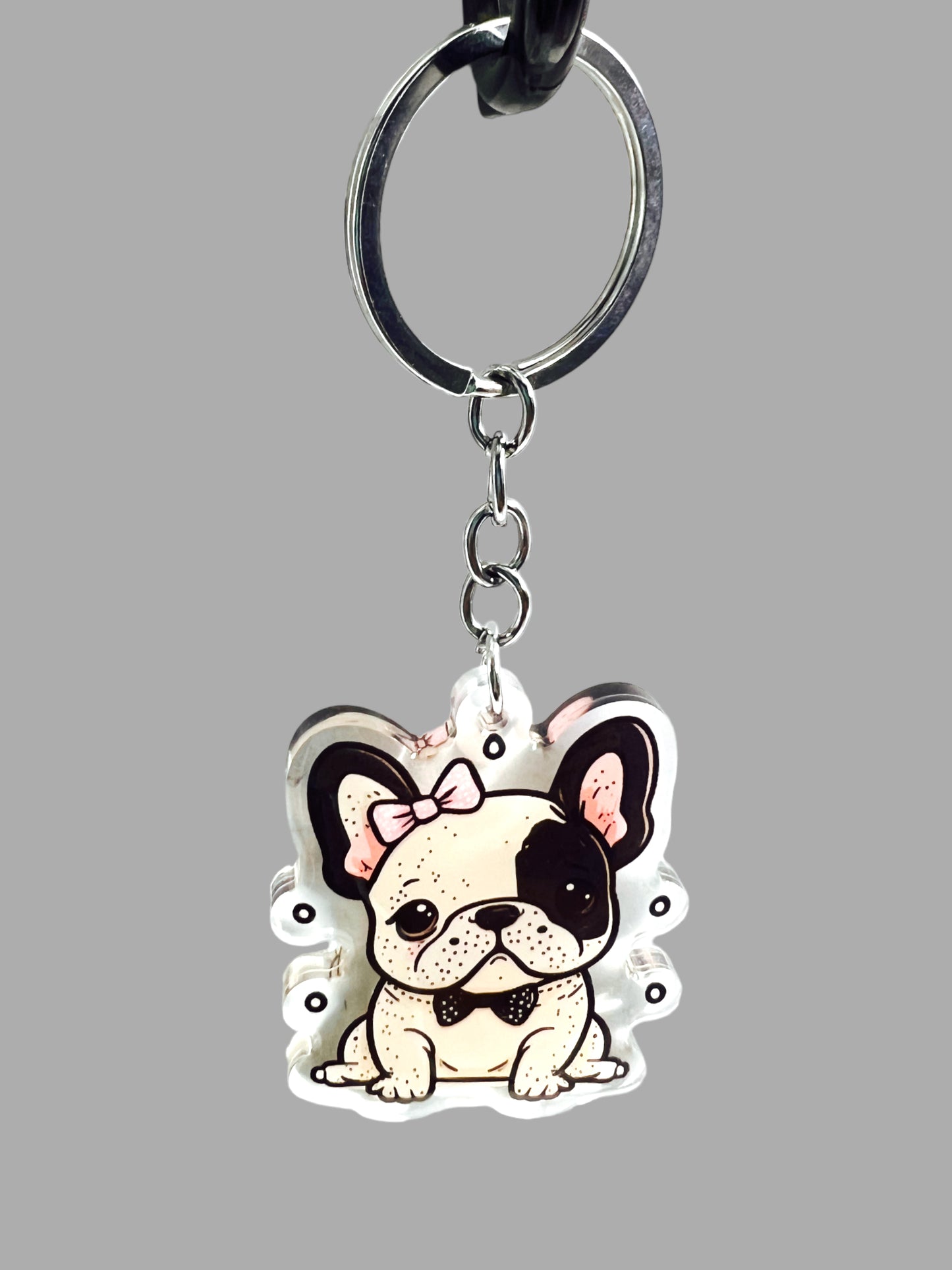 French Bulldog Dog Acrylic Keychain Cute kawaii memorial ornament, pet portrait charm gift  backpack photo fob, dad car décor, dog mom gift