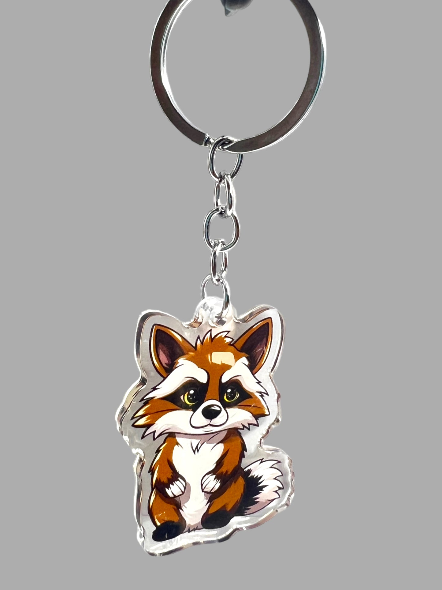 Raccoon Acrylic Keychain, Wildlife Cute kawaii memorial ornament, pet portrait charm, backpack fob, dad car décor, stocking stuffer, birthday gift