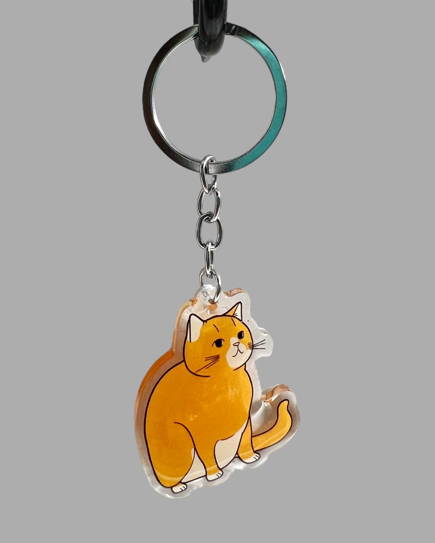 Orange Tabby Cat Acrylic keychain, Cute kawaii memorial ornament, pet portrait charm gift backpack fob, dad car décor, first day of school gift