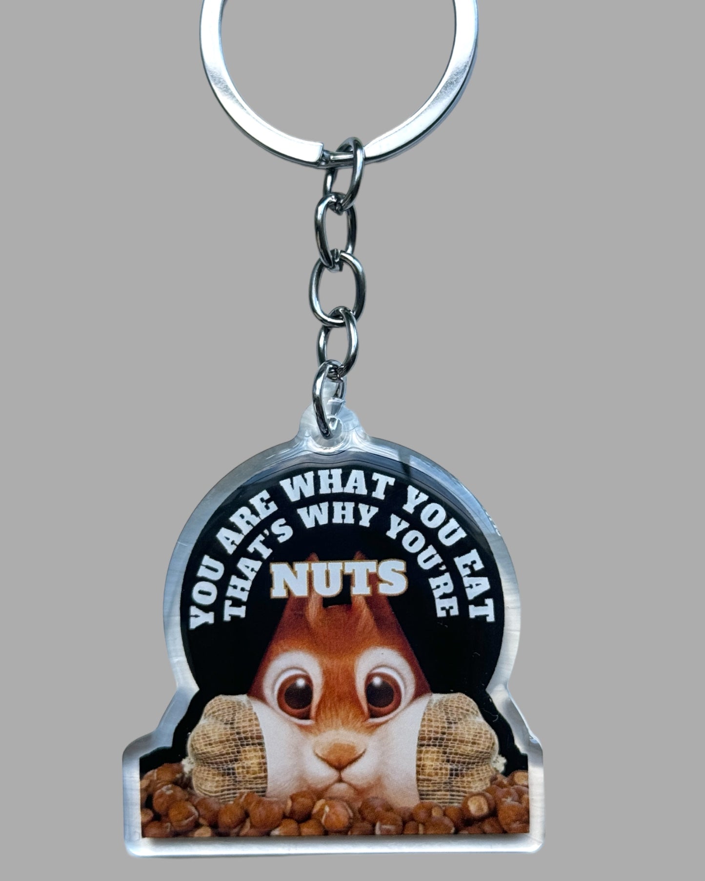 Squirrel wildlife acrylic Keychain, Cute kawaii memorial ornament, pet portrait charm, backpack fob, dad car décor, stocking stuffer, birthday gift