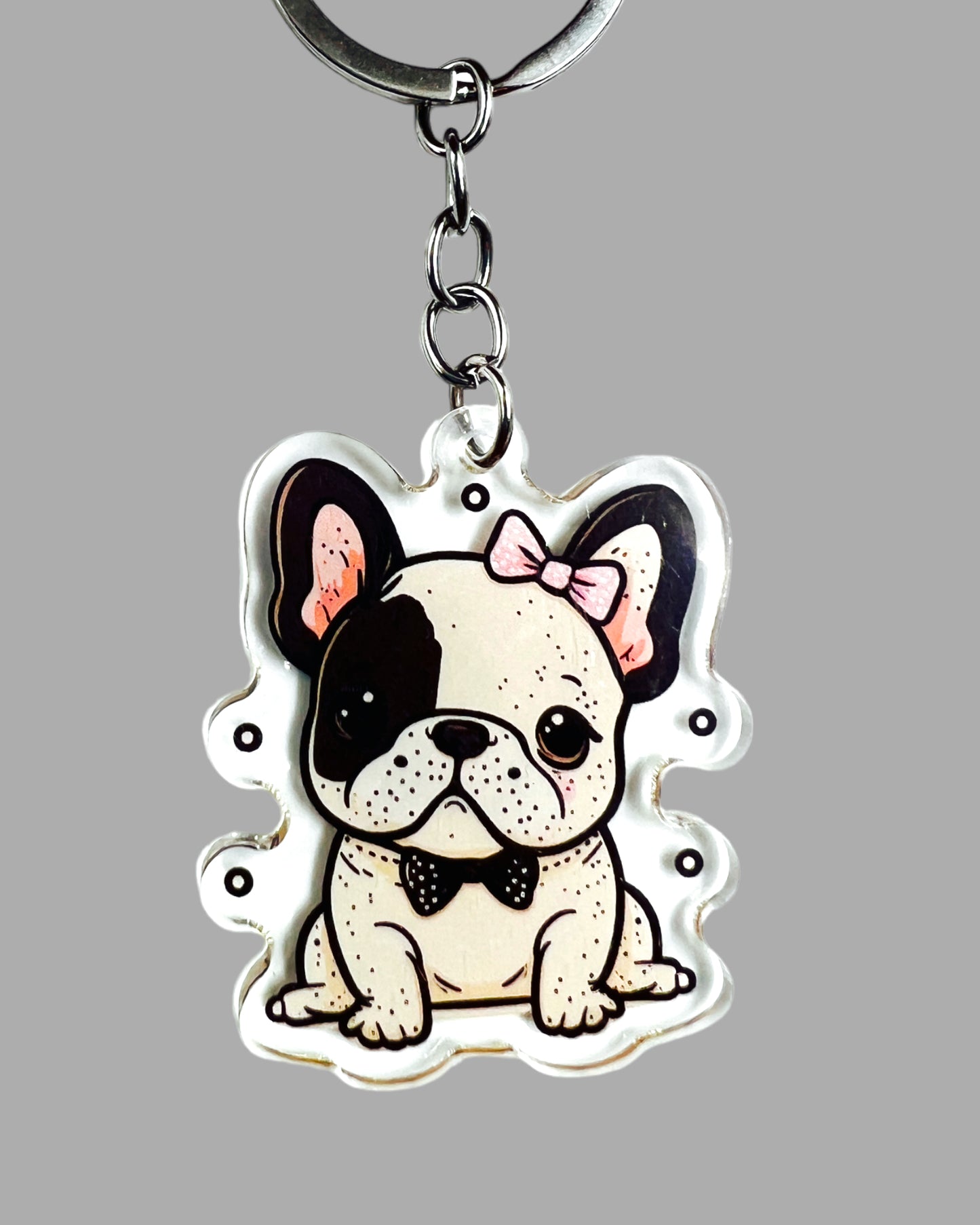 French Bulldog Dog Acrylic Keychain Cute kawaii memorial ornament, pet portrait charm gift  backpack photo fob, dad car décor, dog mom gift