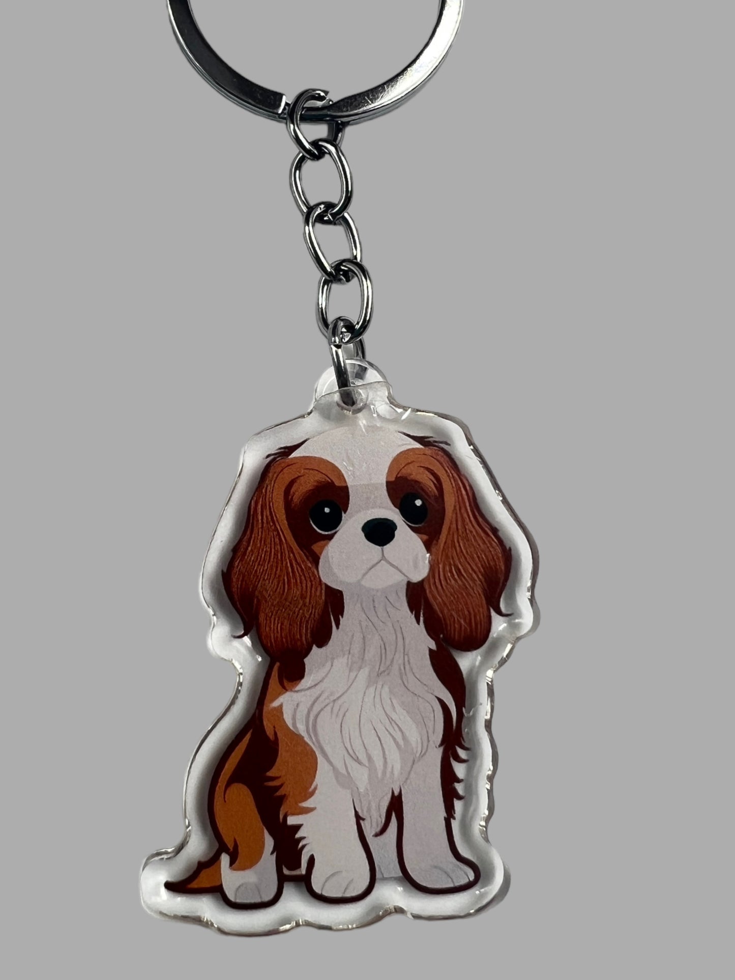 Cavalier King Charles Spaniel Dog Acrylic keychain, Cute kawaii memorial ornament, pet portrait charm gift  backpack fob, dad car décor, dog mom