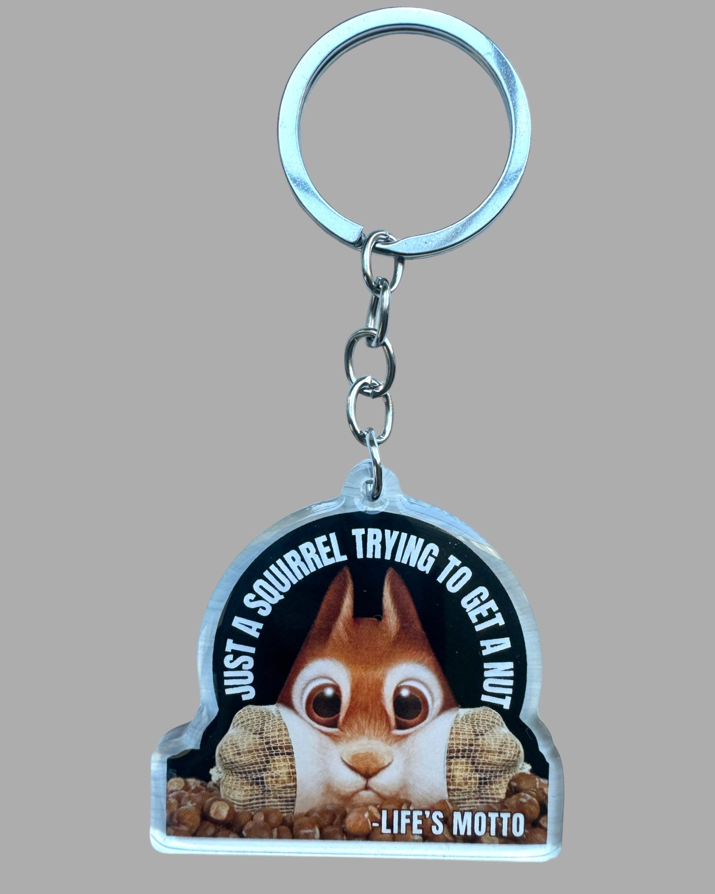 Squirrel wildlife acrylic keychain, Cute kawaii memorial ornament, pet portrait charm, backpack fob, dad car décor, stocking stuffer, birthday gift