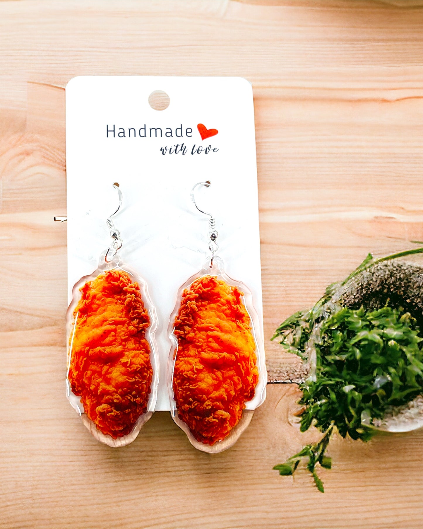 Chicken Strip Acrylic funky weird quirky earrings, cool funny  gift for her, birthday gift,  Christmas stocking stuffer