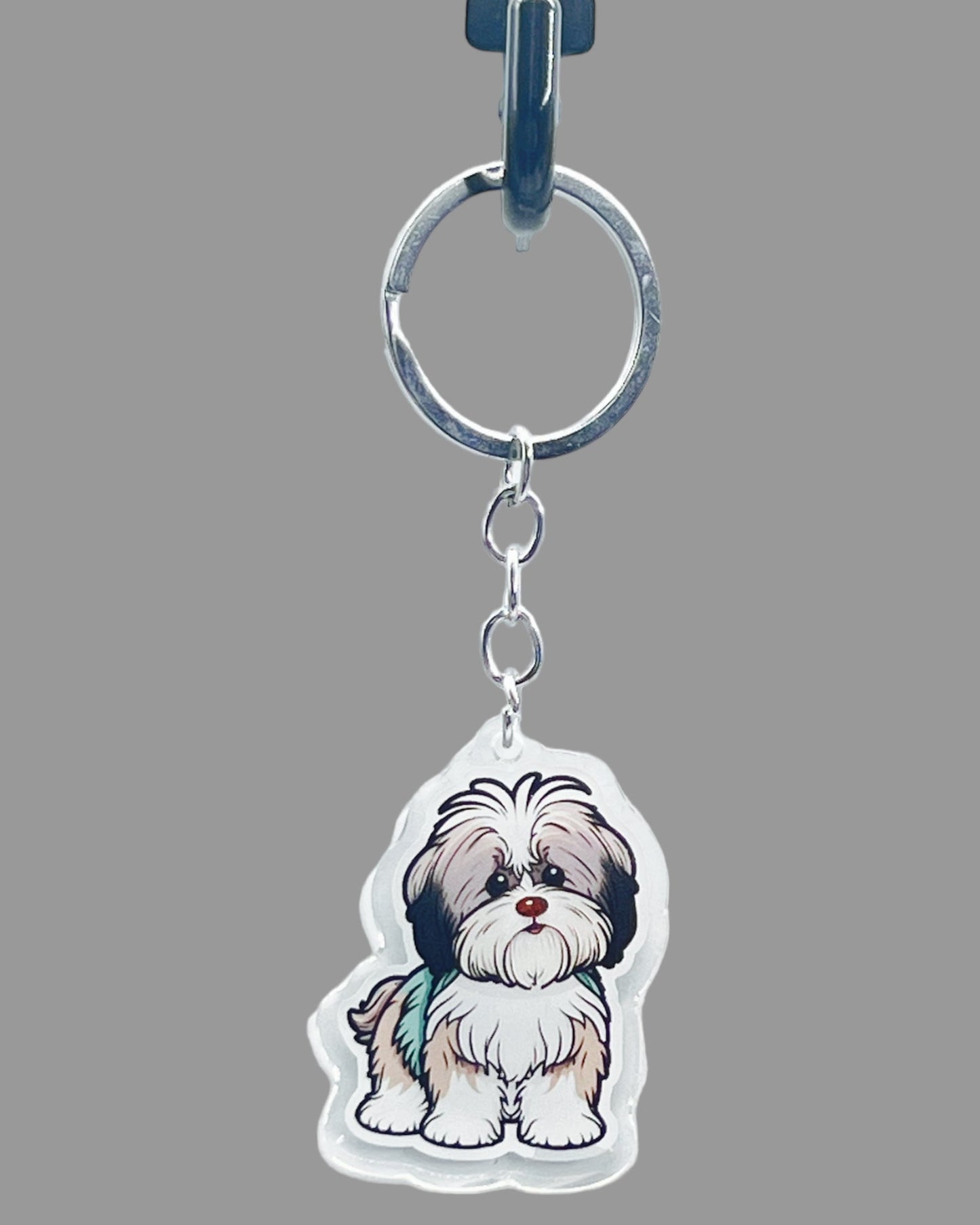 Shih Tzu Dog Acrylic Keychain, Cute kawaii memorial ornament, pet portrait charm gift, backpack fob, dad car décor, dog mom gift