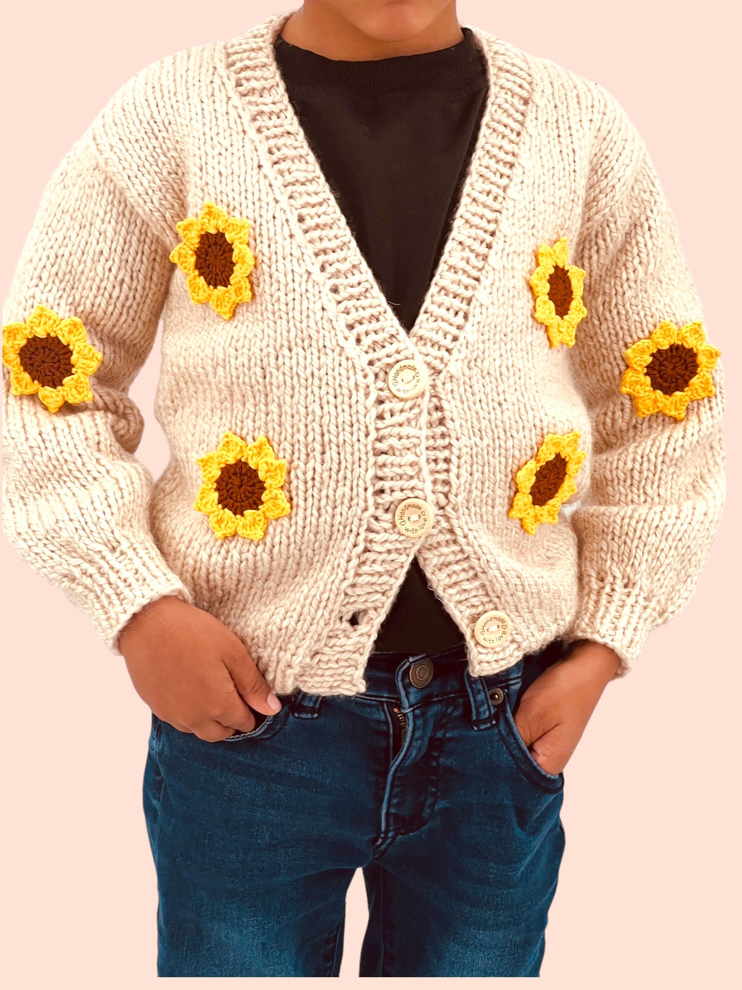 Kids Sunflower Sweater Cardigan