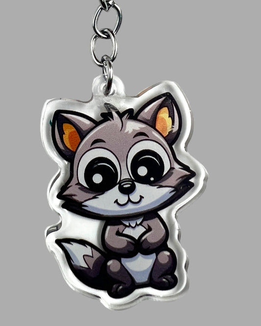 Raccoon Acrylic Keychain, Wildlife Cute kawaii memorial ornament, pet portrait charm, backpack fob, dad car décor, stocking stuffer, birthday gift