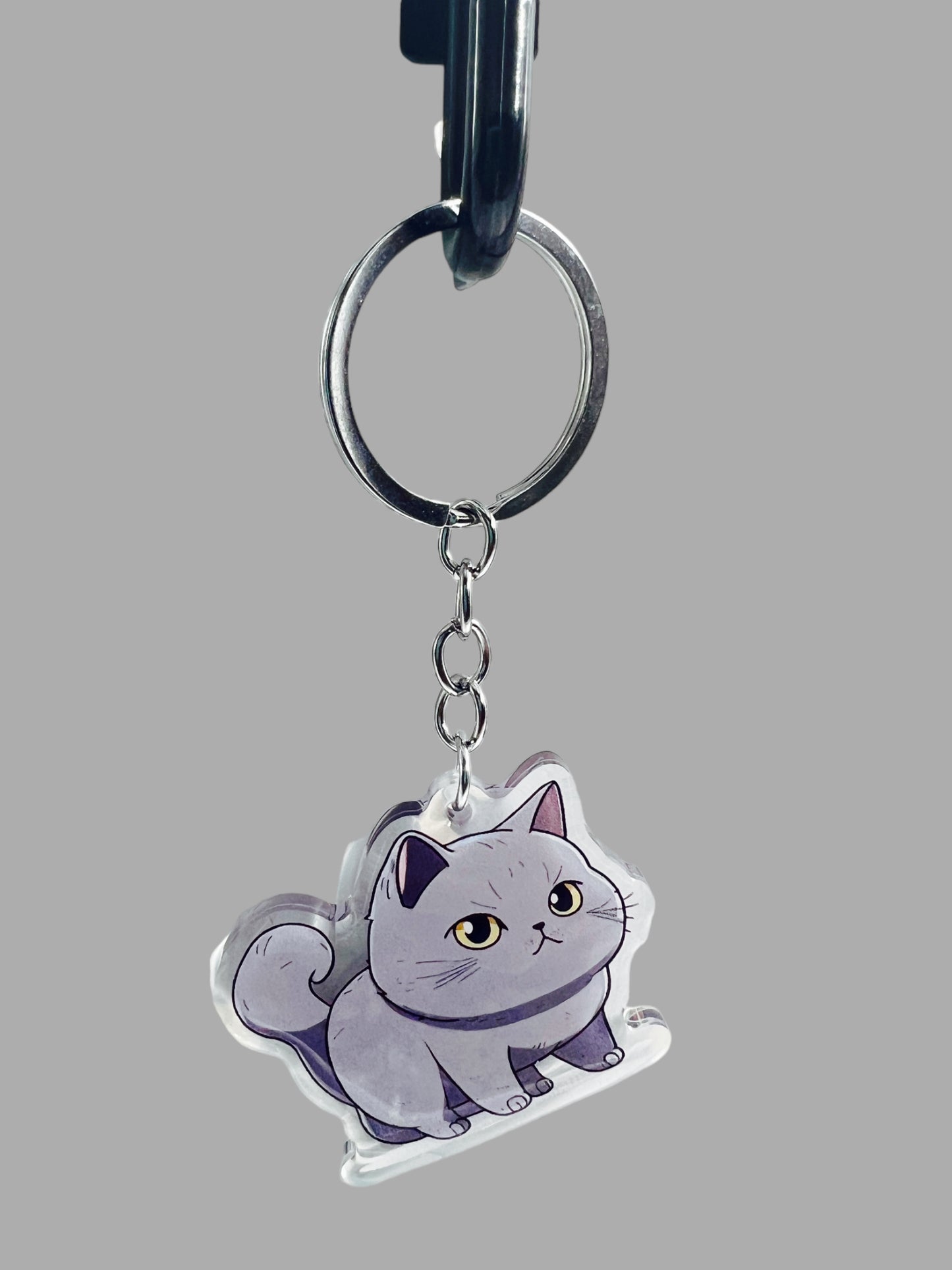 Scottish Fold Cat Acrylic Keychain, Cute kawaii memorial ornament, pet portrait charm, backpack fob, dad car décor, stocking stuffer, birthday gift