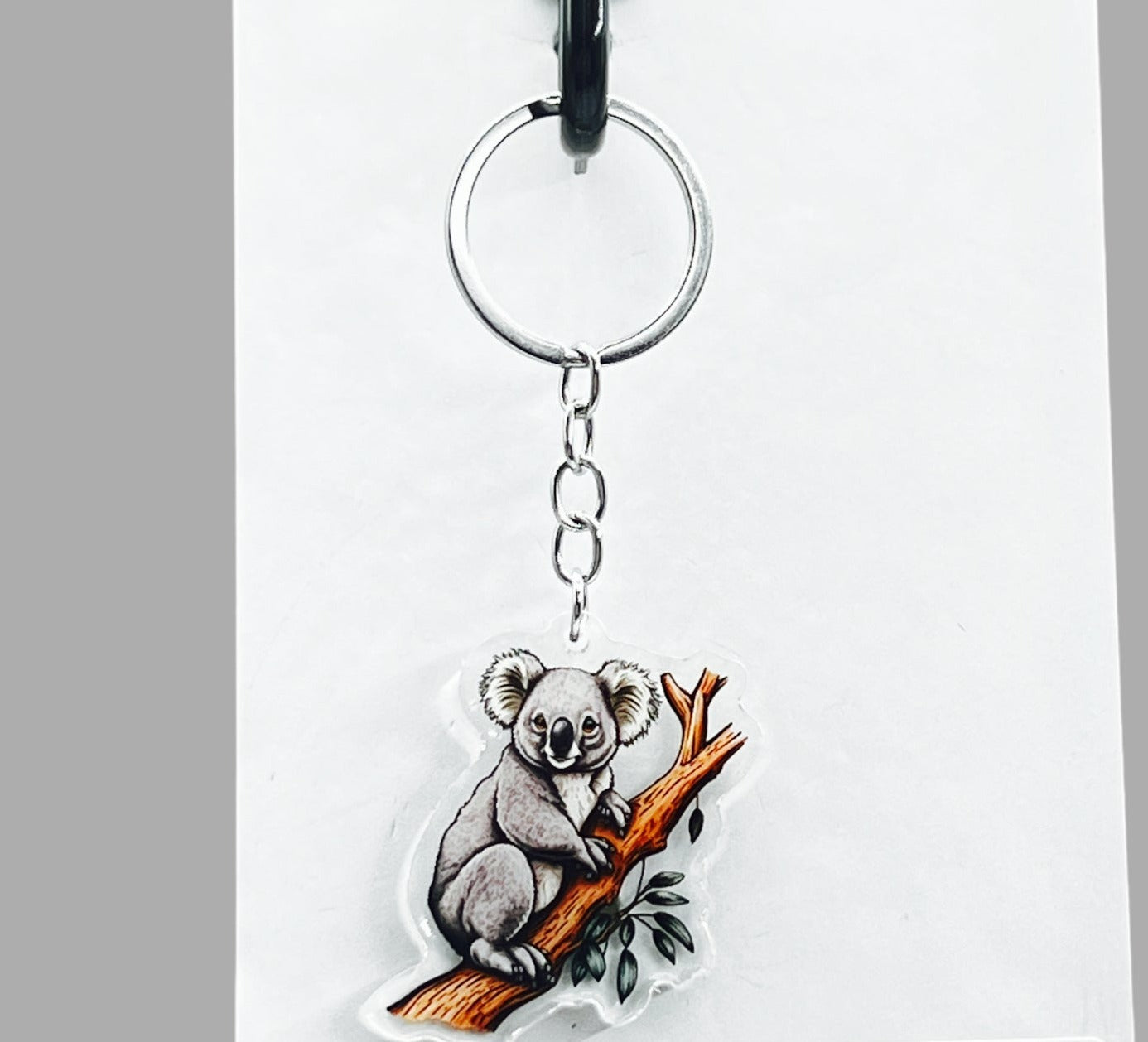 Koala Bear Acrylic Keychain, Wildlife Cute kawaii memorial ornament, pet portrait charm gift  backpack fob, dad car décor, first day of school gift