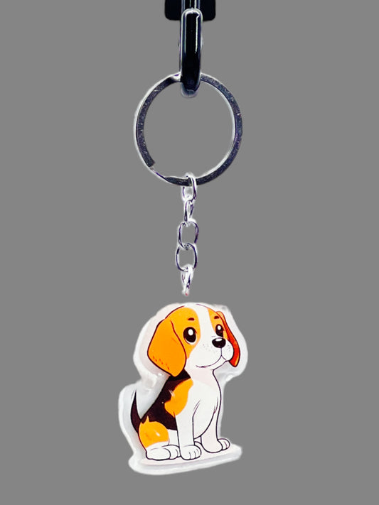 Beagle Dog Acrylic keychain Cute kawaii memorial ornament, pet portrait charm gift  backpack photo fob, dad car décor, first day of school