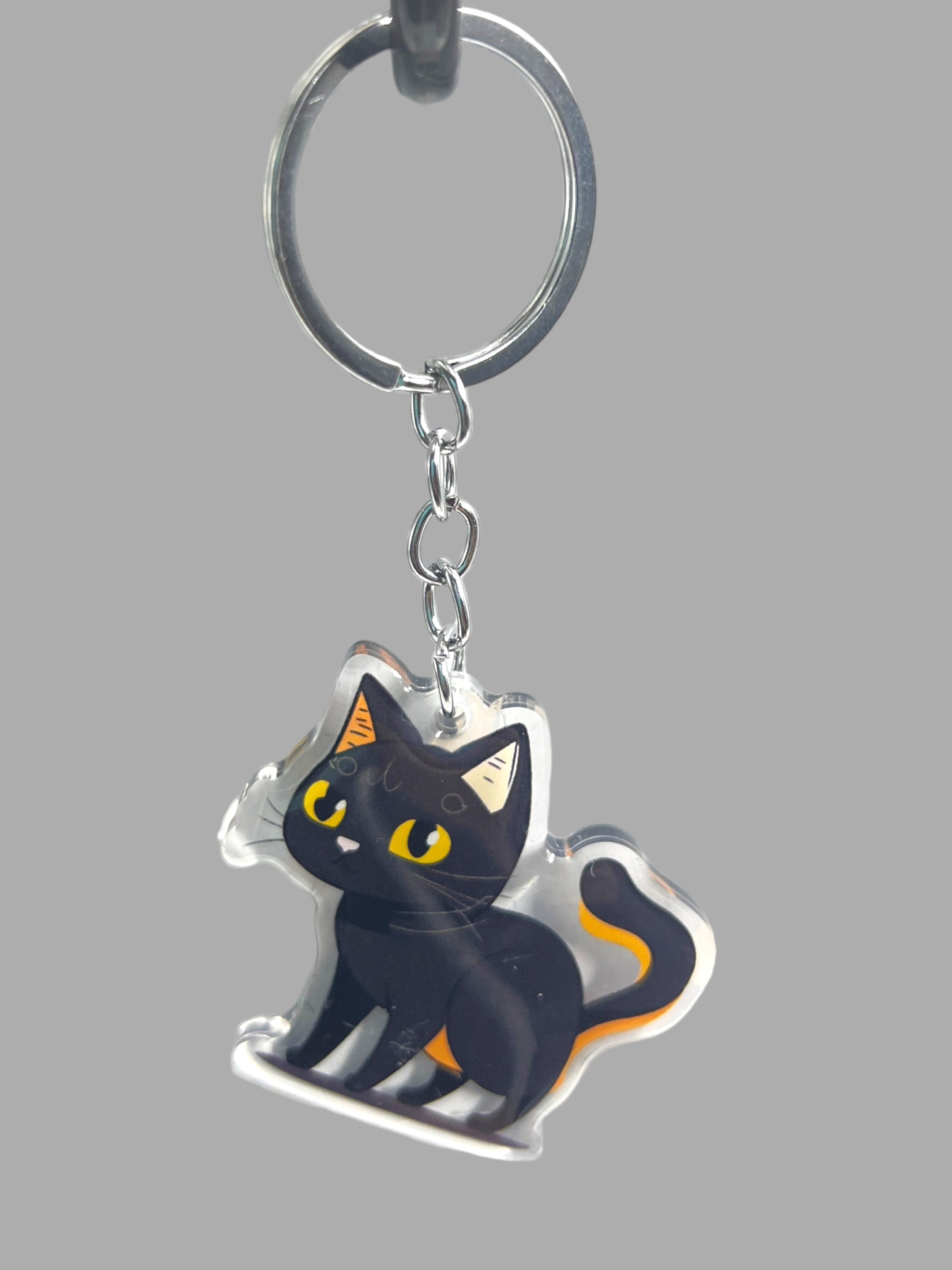 American Short Hair Cat Acrylic Keychain Cute kawaii animal memorial ornament, pet portrait charm gift  backpack photo fob or dad car décor