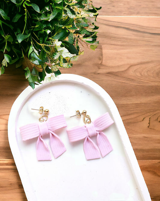 Bow polymer clay earrings Handmade Dainty polymer clay dangle earrings, cute minimalist girls earrings, birthday gift for best friend, niece or daughter