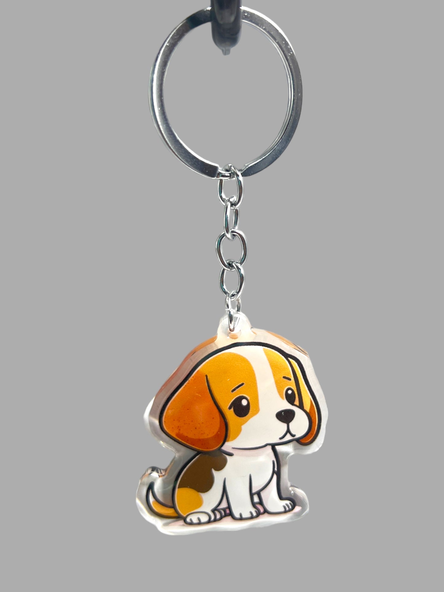 Beagle Dog Acrylic keychain Cute kawaii memorial ornament, pet portrait charm gift  backpack photo fob, dad car décor, first day of school