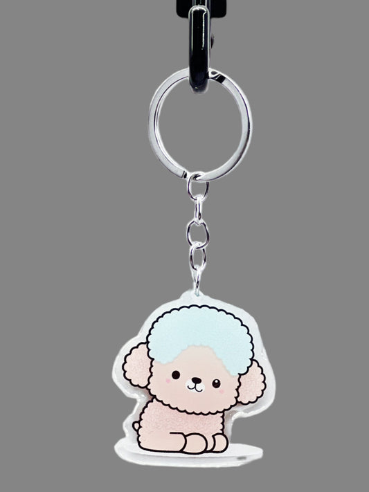 Poodle Dog Acrylic Keychain, Cute kawaii memorial ornament, pet portrait charm gift, backpack fob, dad car décor, dog mom gift