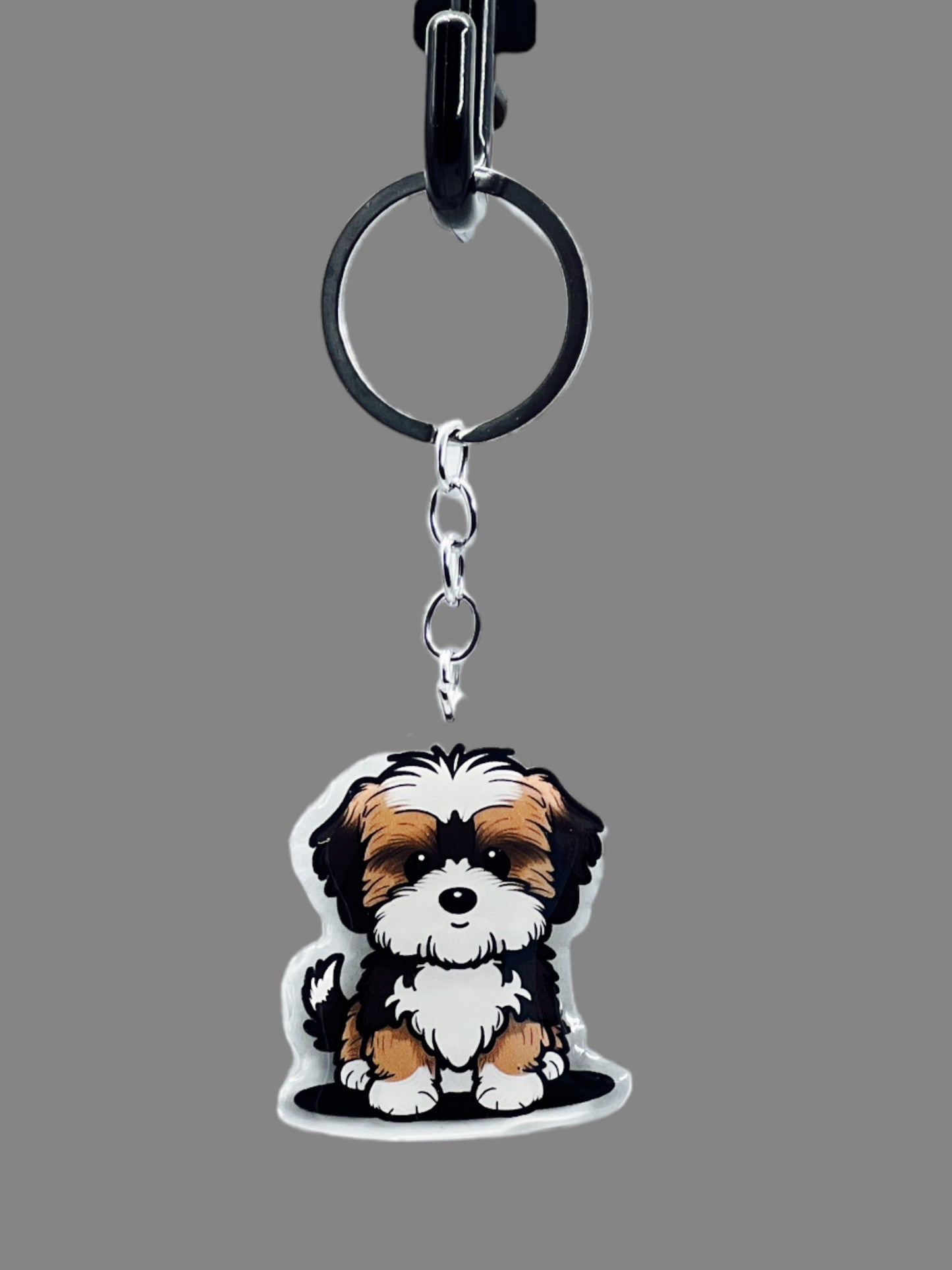 Shih Tzu Dog Acrylic Keychain, Cute kawaii memorial ornament, pet portrait charm gift, backpack fob, dad car décor, dog mom gift