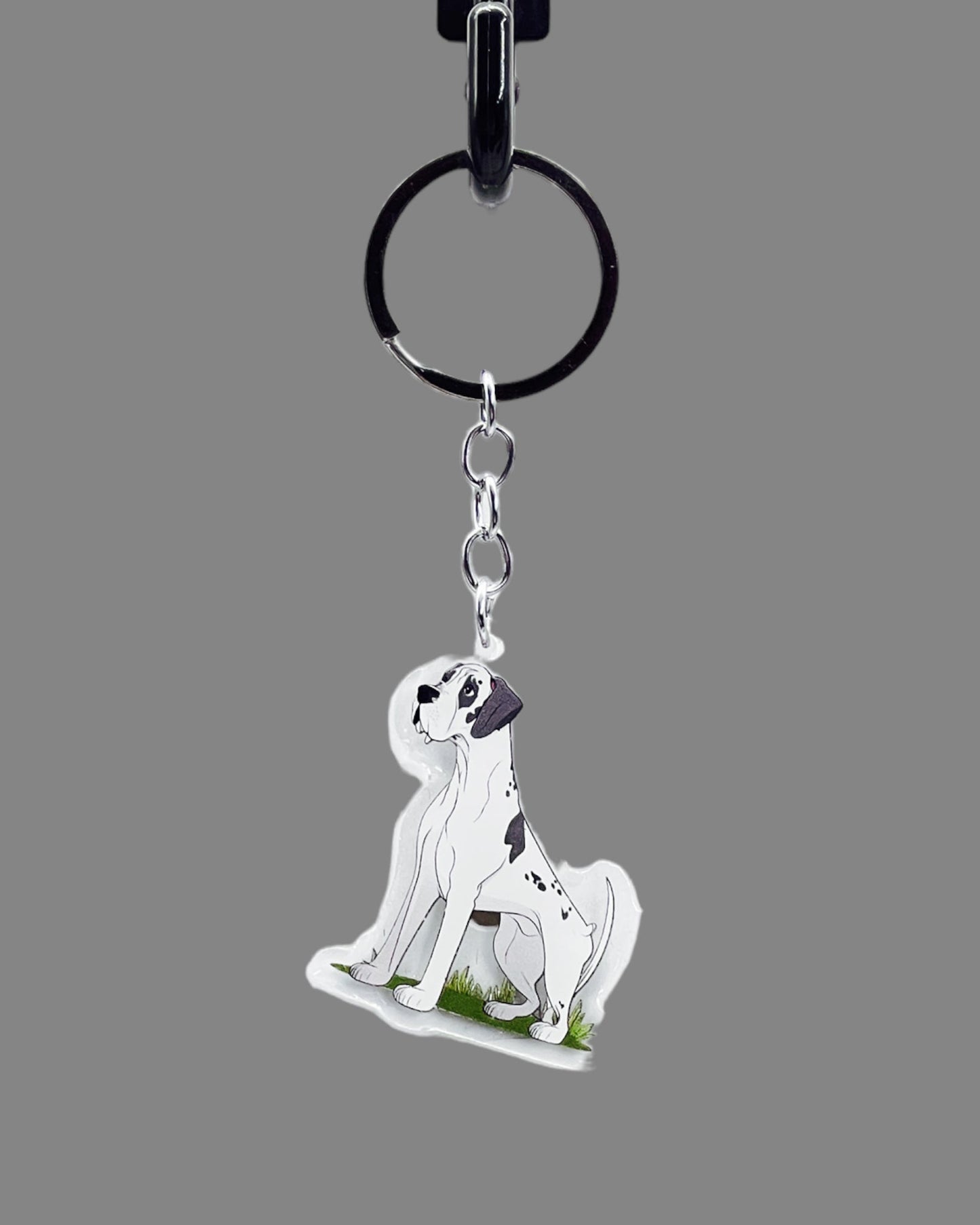 Great Dane Dog Acrylic keychain, Cute kawaii memorial ornament, pet portrait charm gift, backpack photo fob, dad car décor, dog mom gift