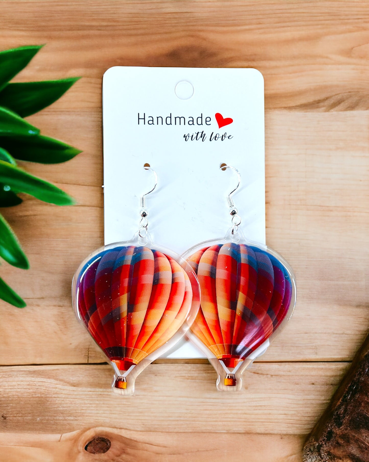 Hot Air Balloon Acrylic earrings, funky weird earrings, quirky earrings, cool funny earrings, gift for her, birthday gift,  Christmas stocking stuffer