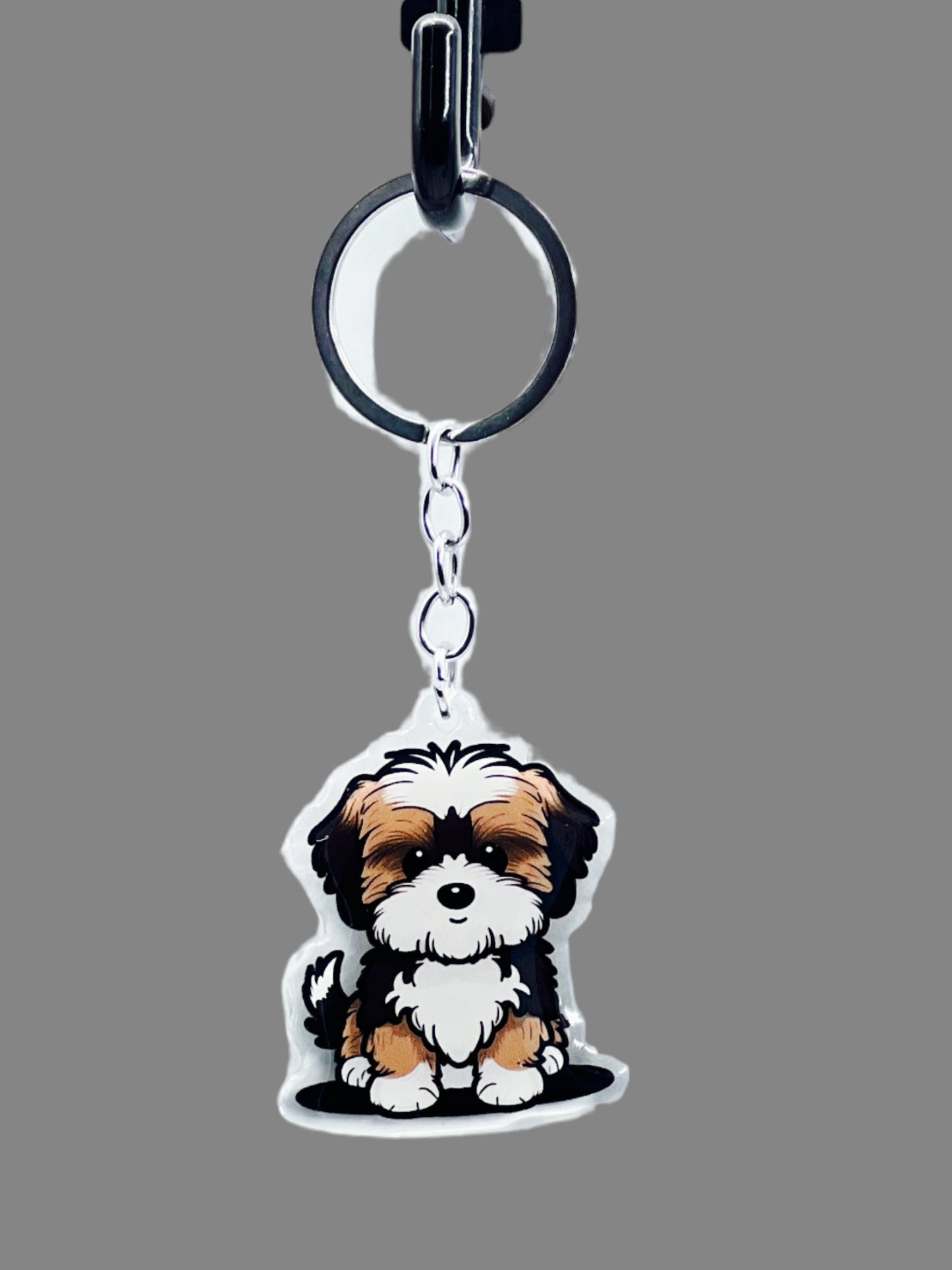 Shih Tzu Dog Acrylic Keychain, Cute kawaii memorial ornament, pet portrait charm gift, backpack fob, dad car décor, dog mom gift