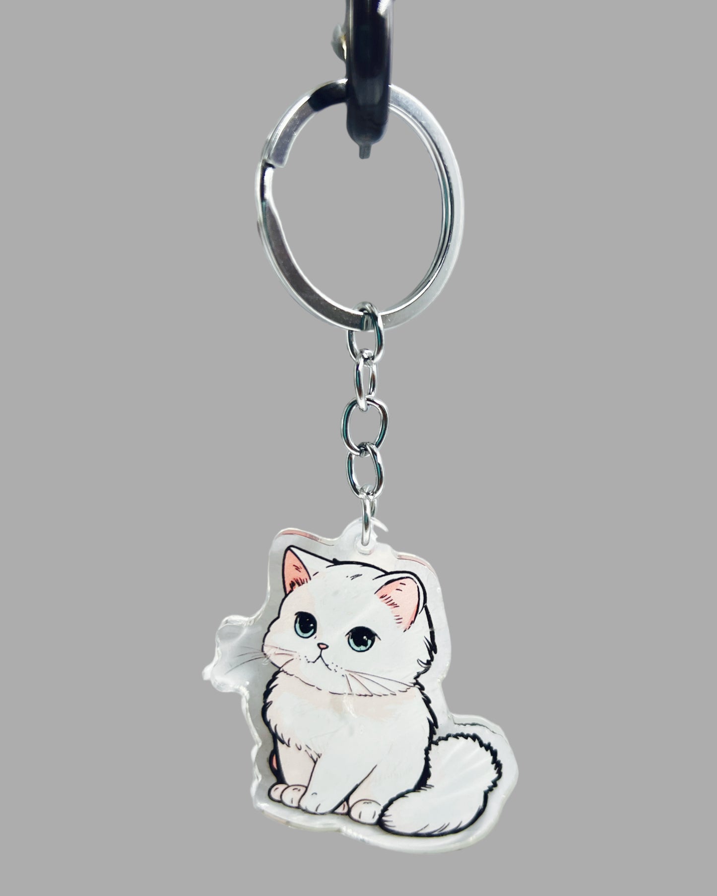 Persian Cat Acrylic Keychain, Cute kawaii memorial ornament, pet portrait charm, backpack fob, dad car décor, stocking stuffer, birthday gift