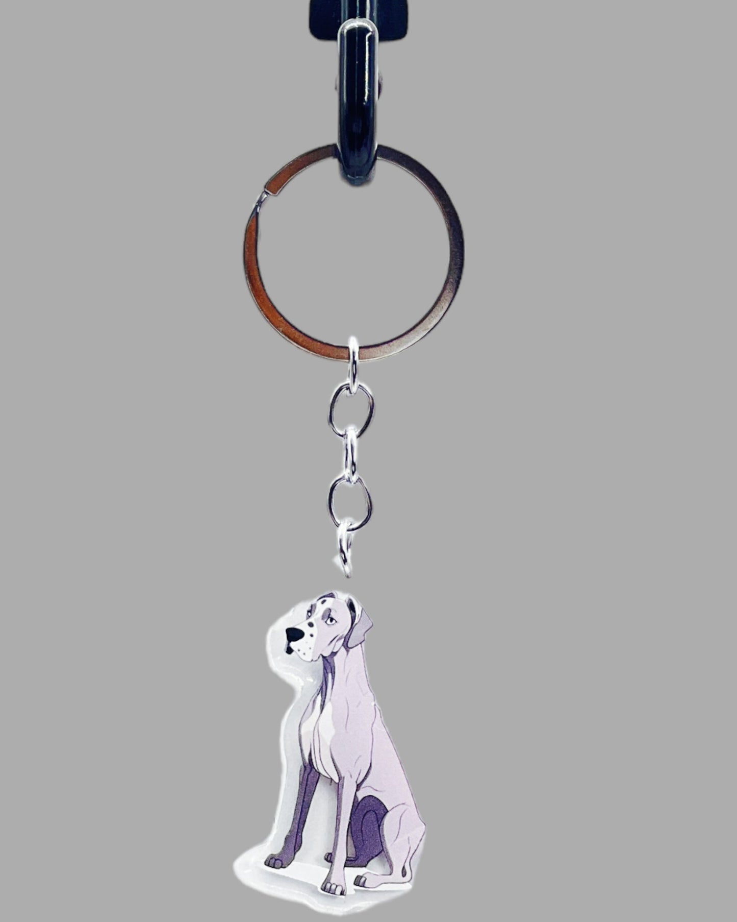 Great Dane Dog Acrylic keychain, Cute kawaii memorial ornament, pet portrait charm gift, backpack photo fob, dad car décor, dog mom gift