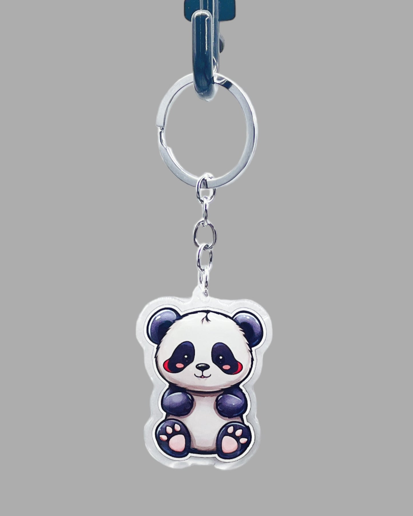 Panda Bear Acrylic Keychain, Wildlife Cute kawaii memorial ornament, pet portrait charm gift backpack fob, dad car décor, first day of school gift