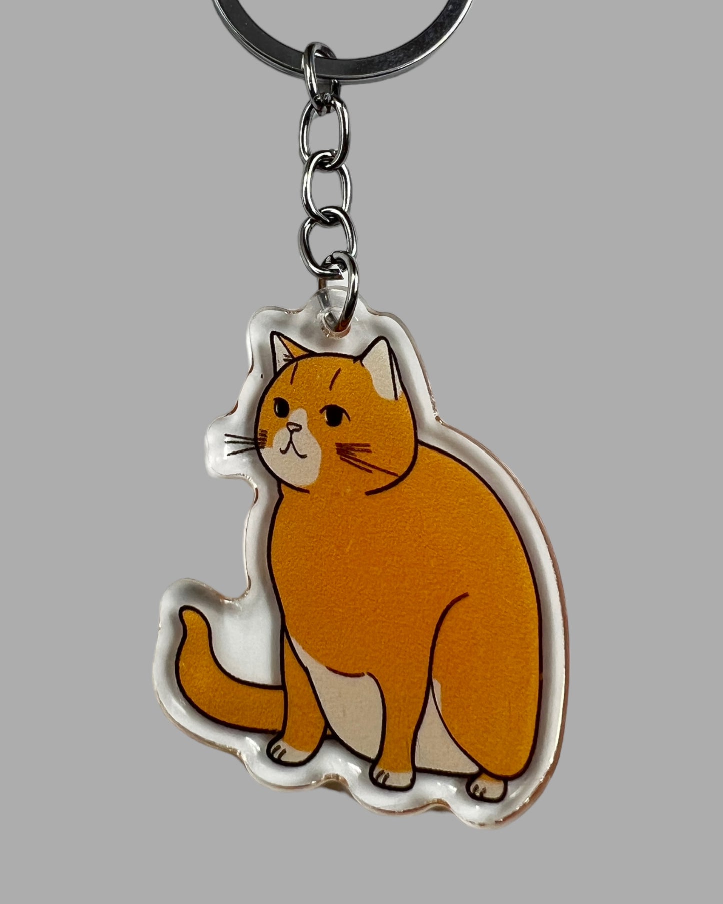 Orange Tabby Cat Acrylic keychain, Cute kawaii memorial ornament, pet portrait charm gift backpack fob, dad car décor, first day of school gift