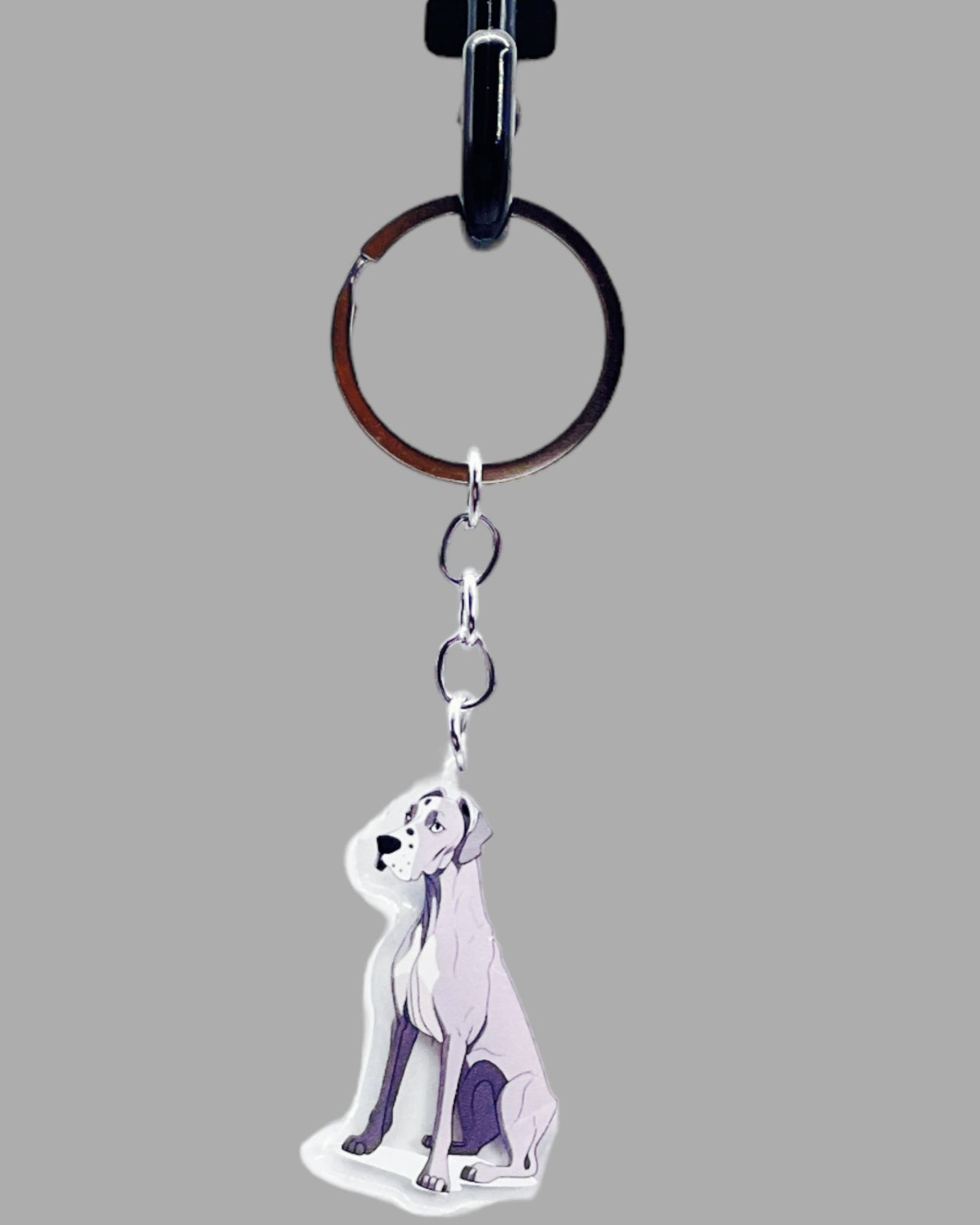 Great Dane Dog Acrylic keychain, Cute kawaii memorial ornament, pet portrait charm gift, backpack photo fob, dad car décor, dog mom gift