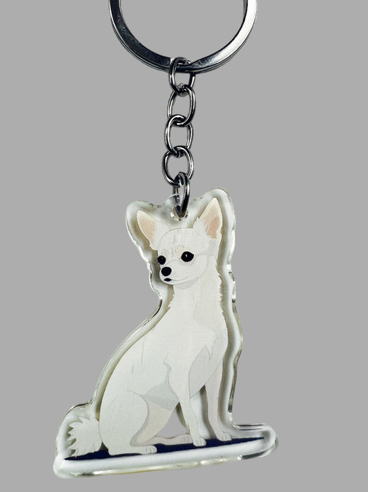 Chihuahua Acrylic Keychain Cute kawaii memorial ornament, pet portrait charm gift  backpack fob, dad car décor, dog mom