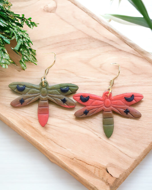 Dragonfly polymer clay earrings cute minimalist nature girls earrings, birthday gift for best friend, Christmas gift or stocking stuffer for her