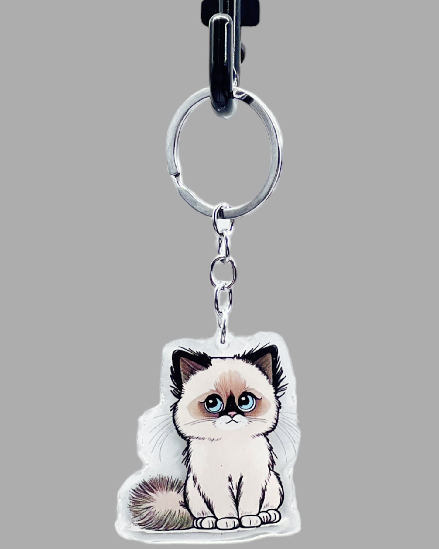 Siamese Cat Acrylic Keychains, Cute kawaii memorial ornament, pet portrait charm, backpack fob, dad car décor, stocking stuffer, birthday gift