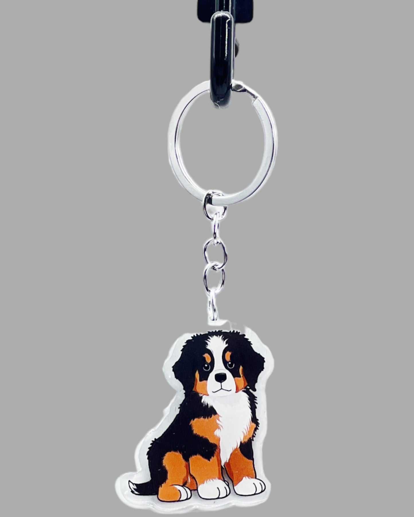 Bernese Mountain Dog Acrylic keychain, Cute kawaii memorial ornament, pet portrait charm gift  backpack fob, dad car décor, first day of school